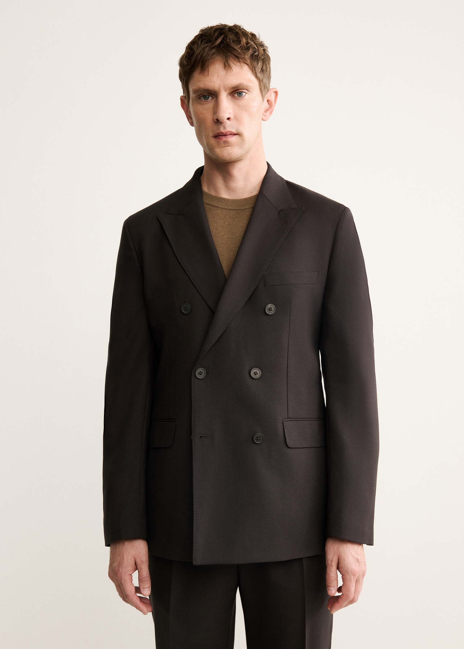 100% Italian wool double-breasted suit jacket Men MANGO Philippines