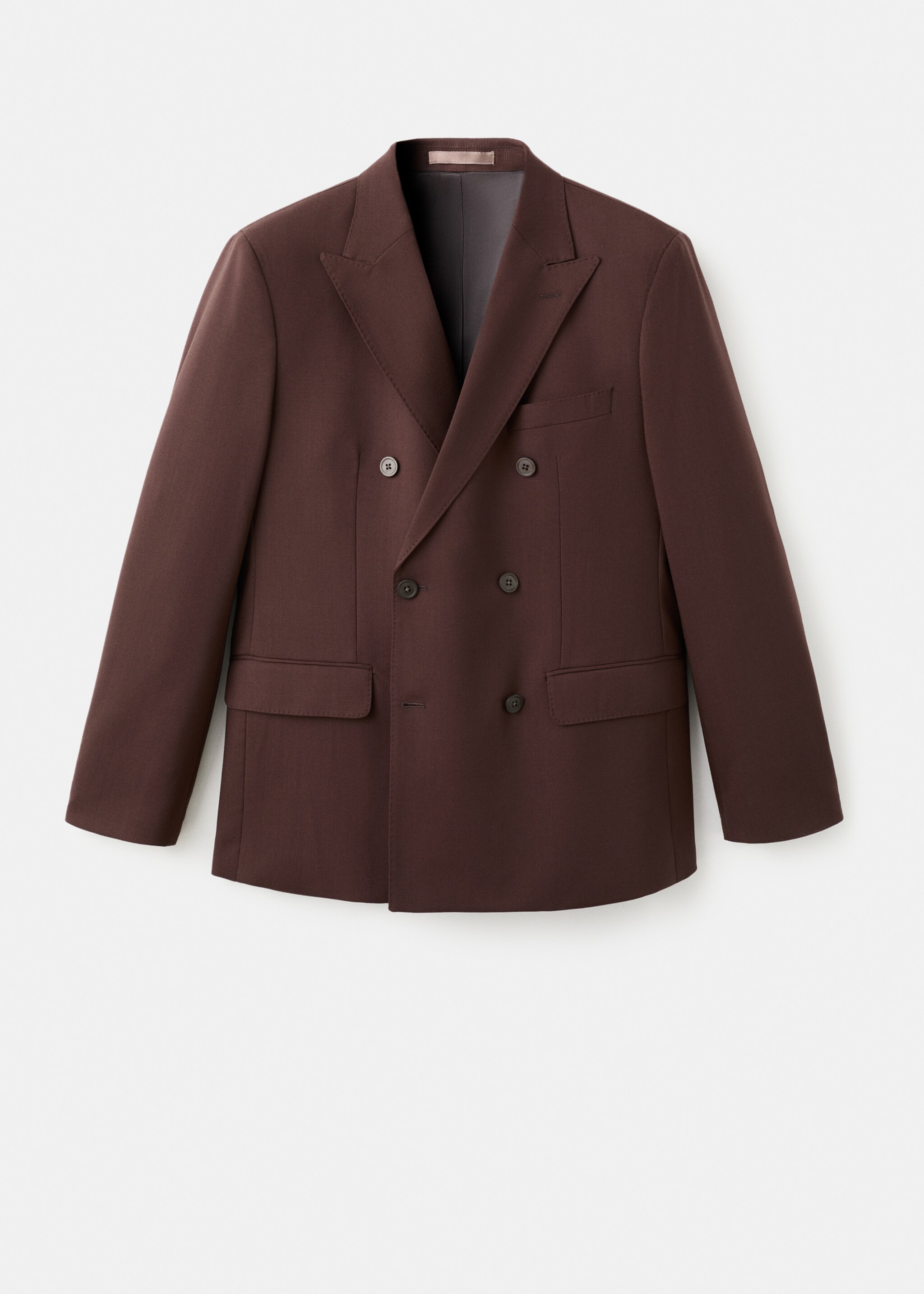 Double-breasted wool flannel suit jacket - Article without model, Brown. Ref: 17028273-00.