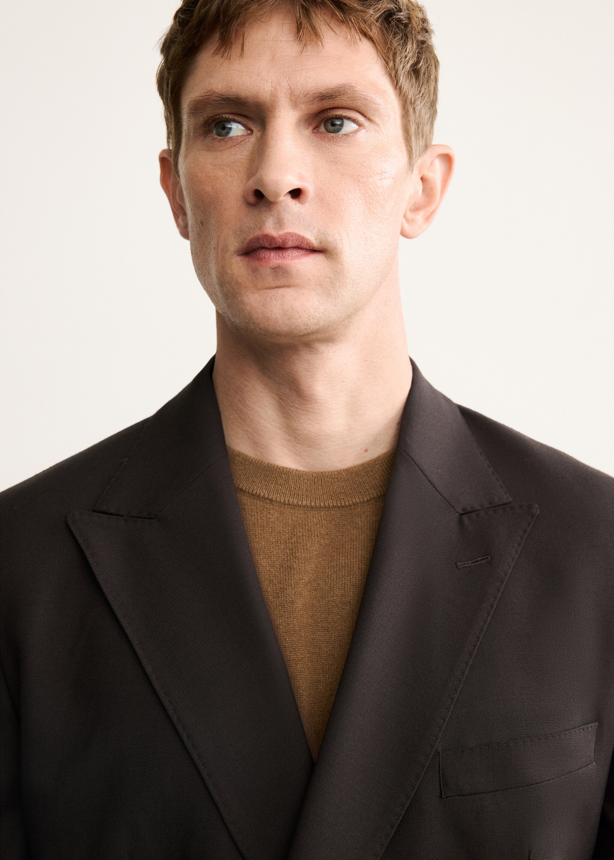 Double-breasted wool flannel suit jacket - Details of the article 1, Brown. Ref: 17028273-00.