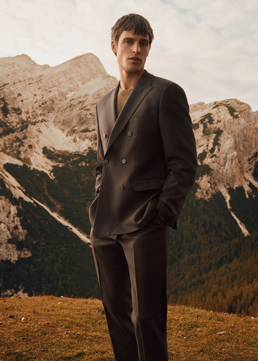 100% Italian wool double-breasted suit jacket