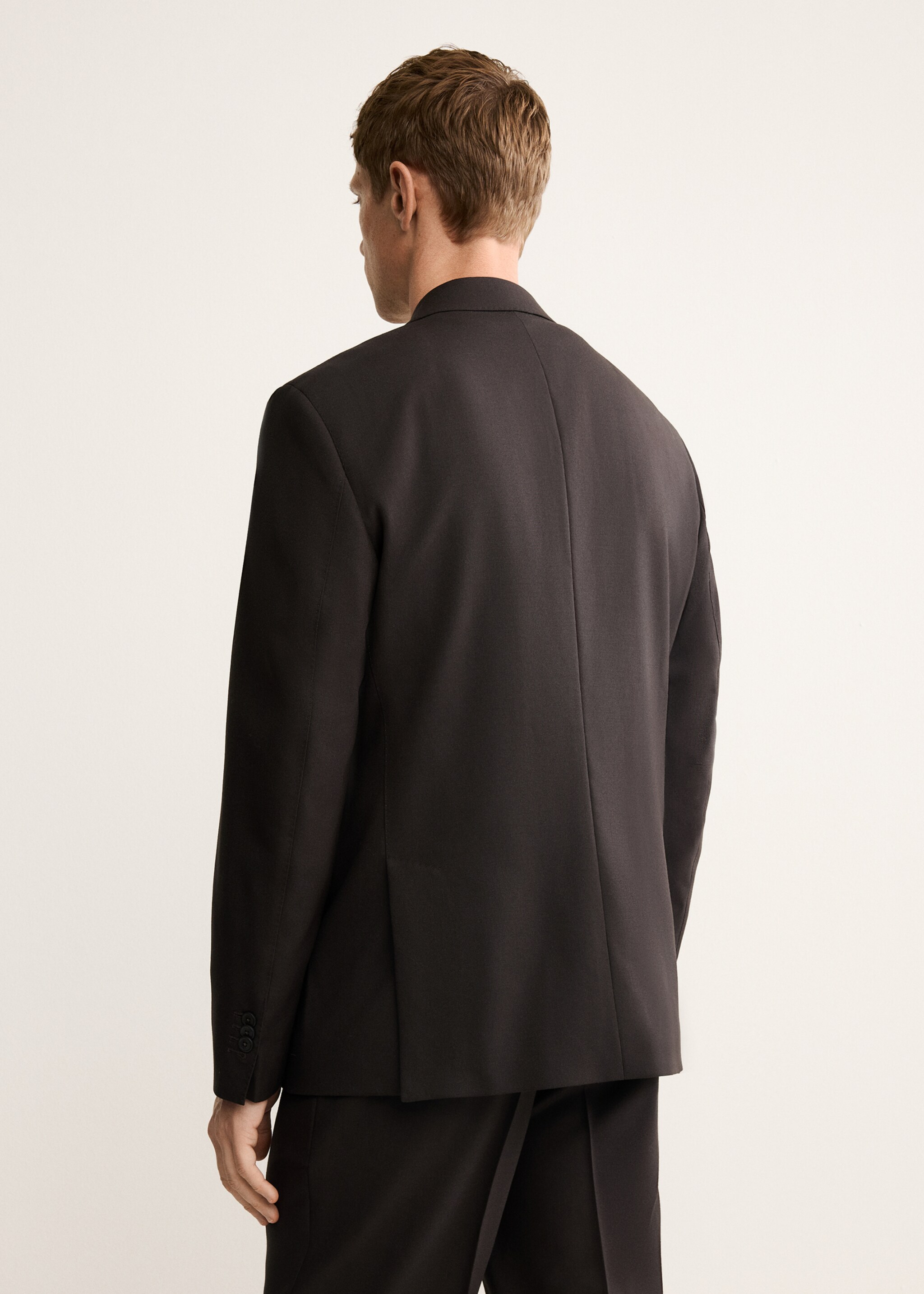 Double-breasted wool flannel suit jacket - Reverse of the article, Brown. Ref: 17028273-00.