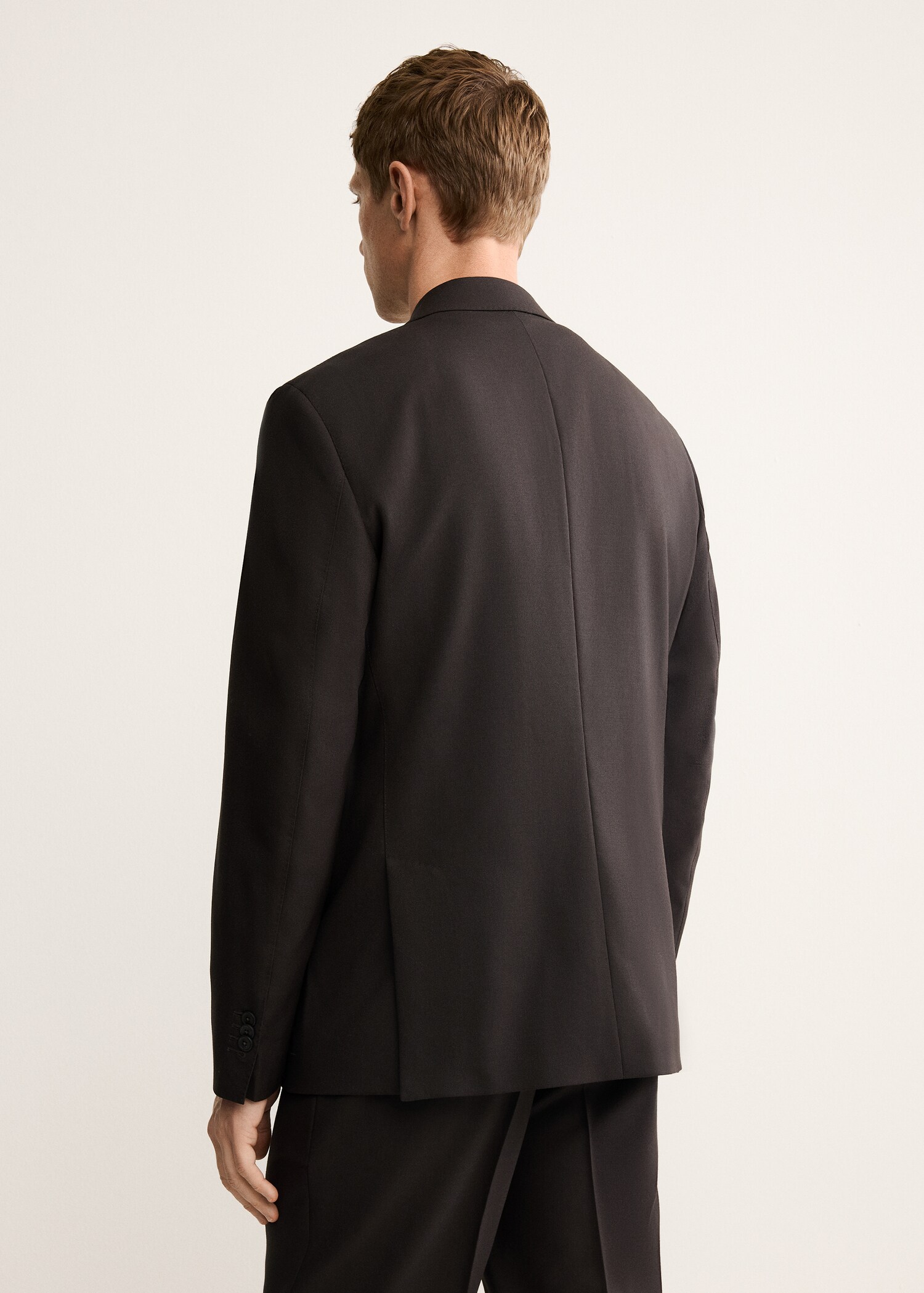 Double-breasted wool flannel suit jacket - Reverse of the article