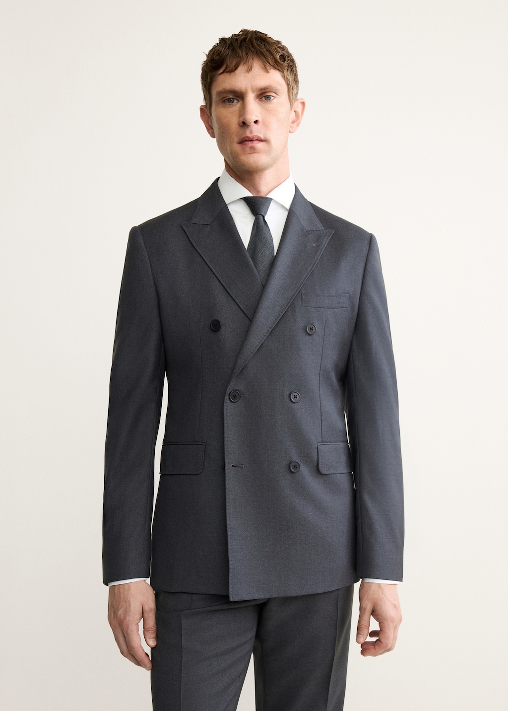 100% wool flannel double-breasted jacket