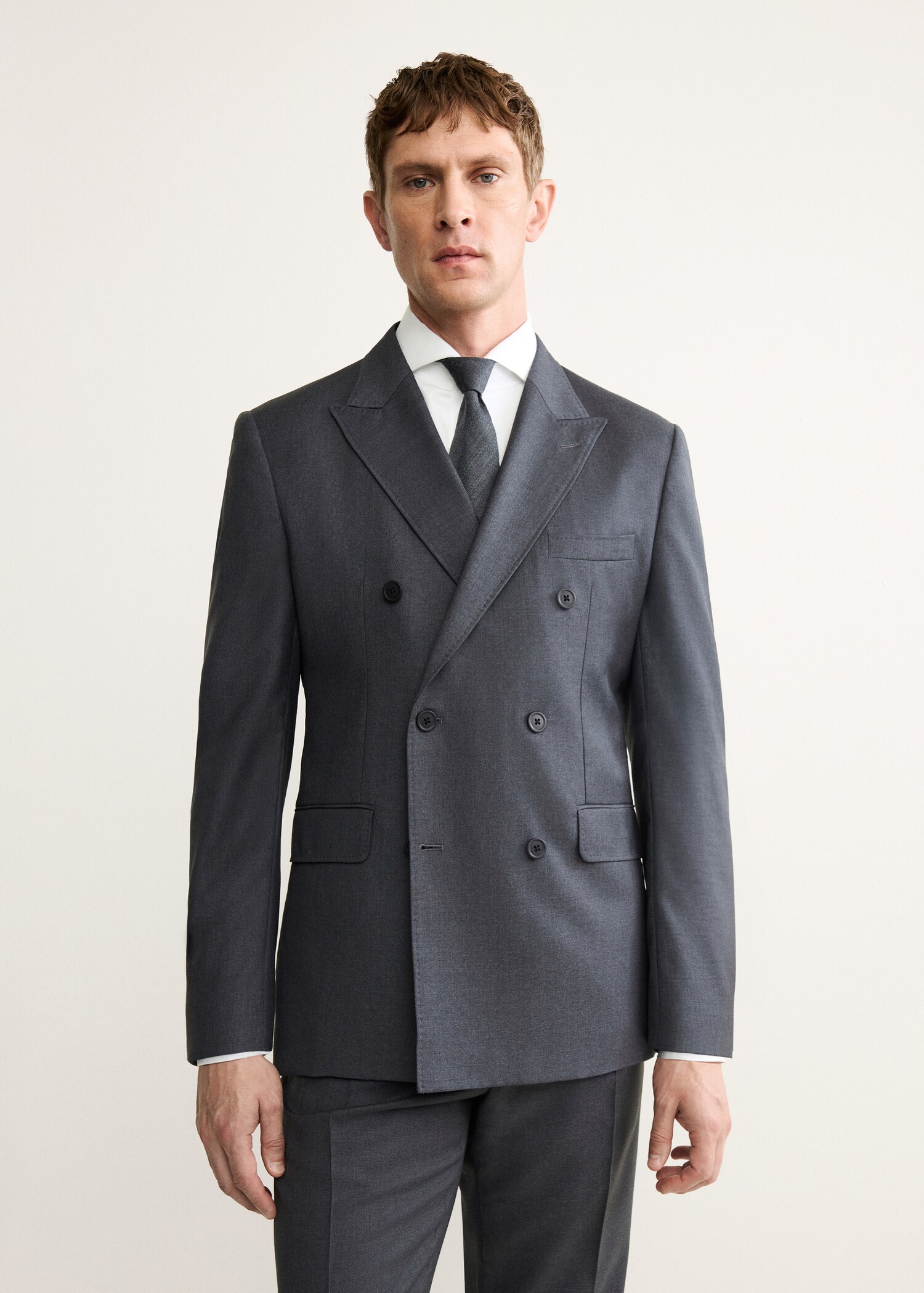 Blazer cruzado de flanela de lã - Plano médio