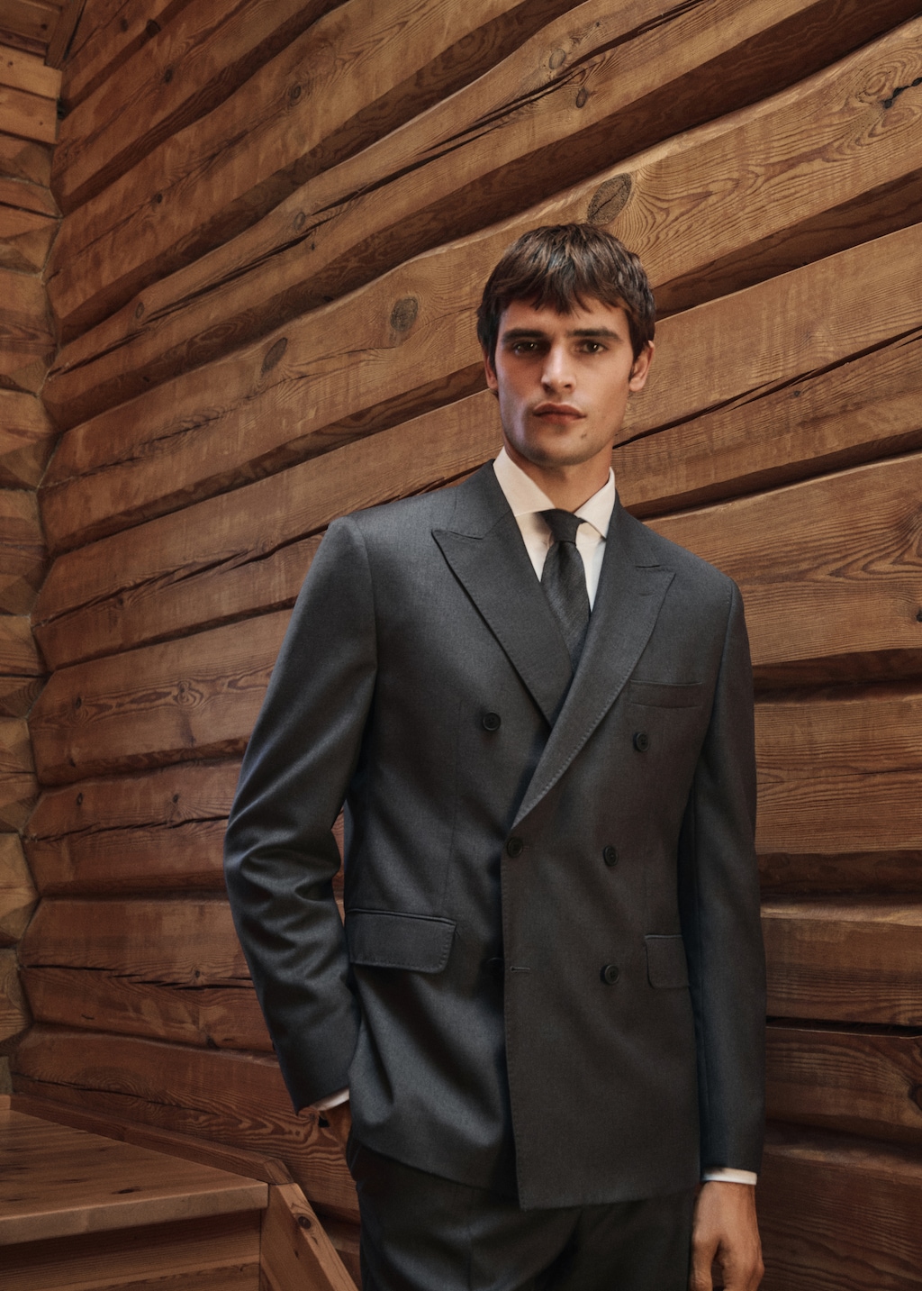 100% wool flannel double-breasted jacket