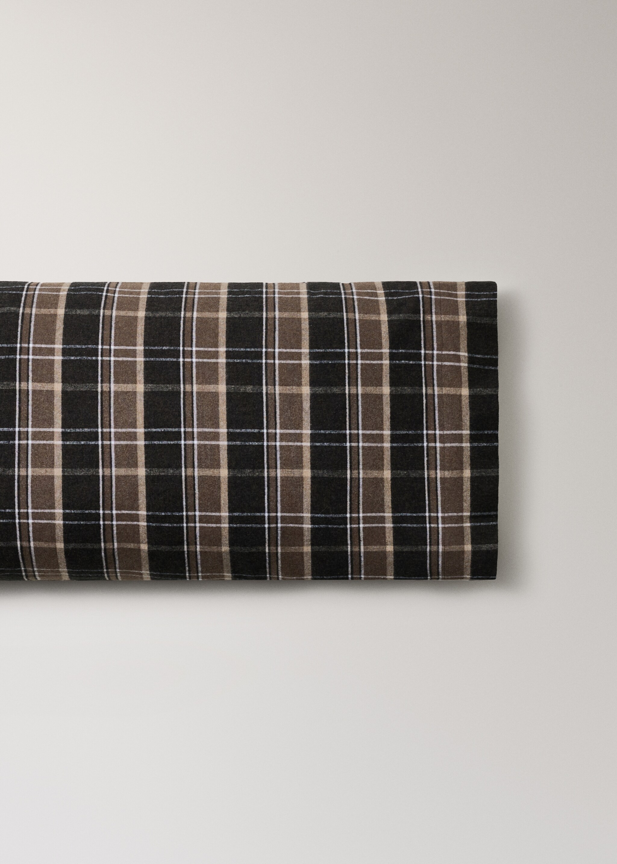 Cotton flannel pillowcase with melange threads and check print, 45 x 110 cm - Article without model, Brown. Ref: 17028278-00.