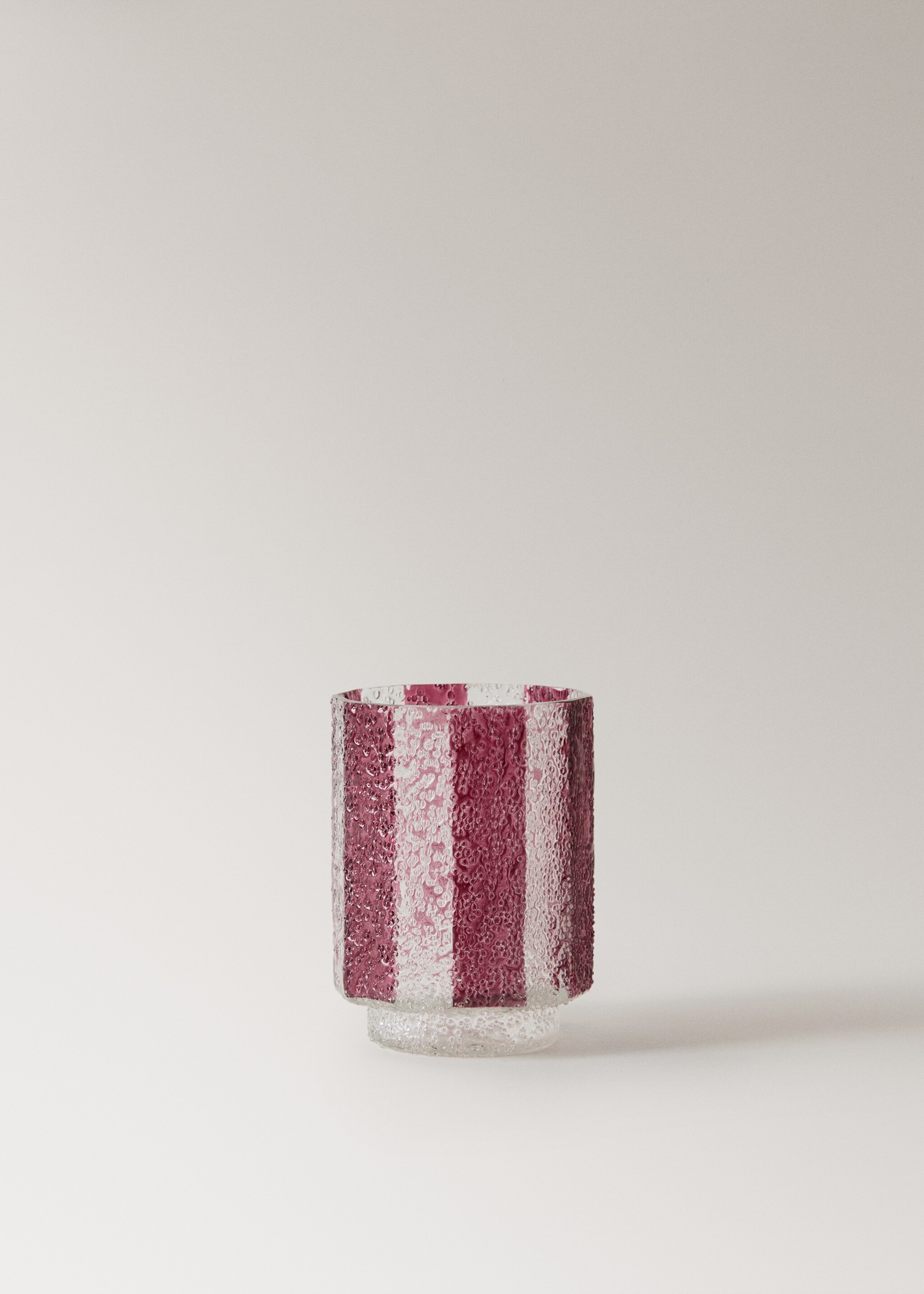 Small striped glass candle holder - Article without model, Red. Ref: 17028285-00.