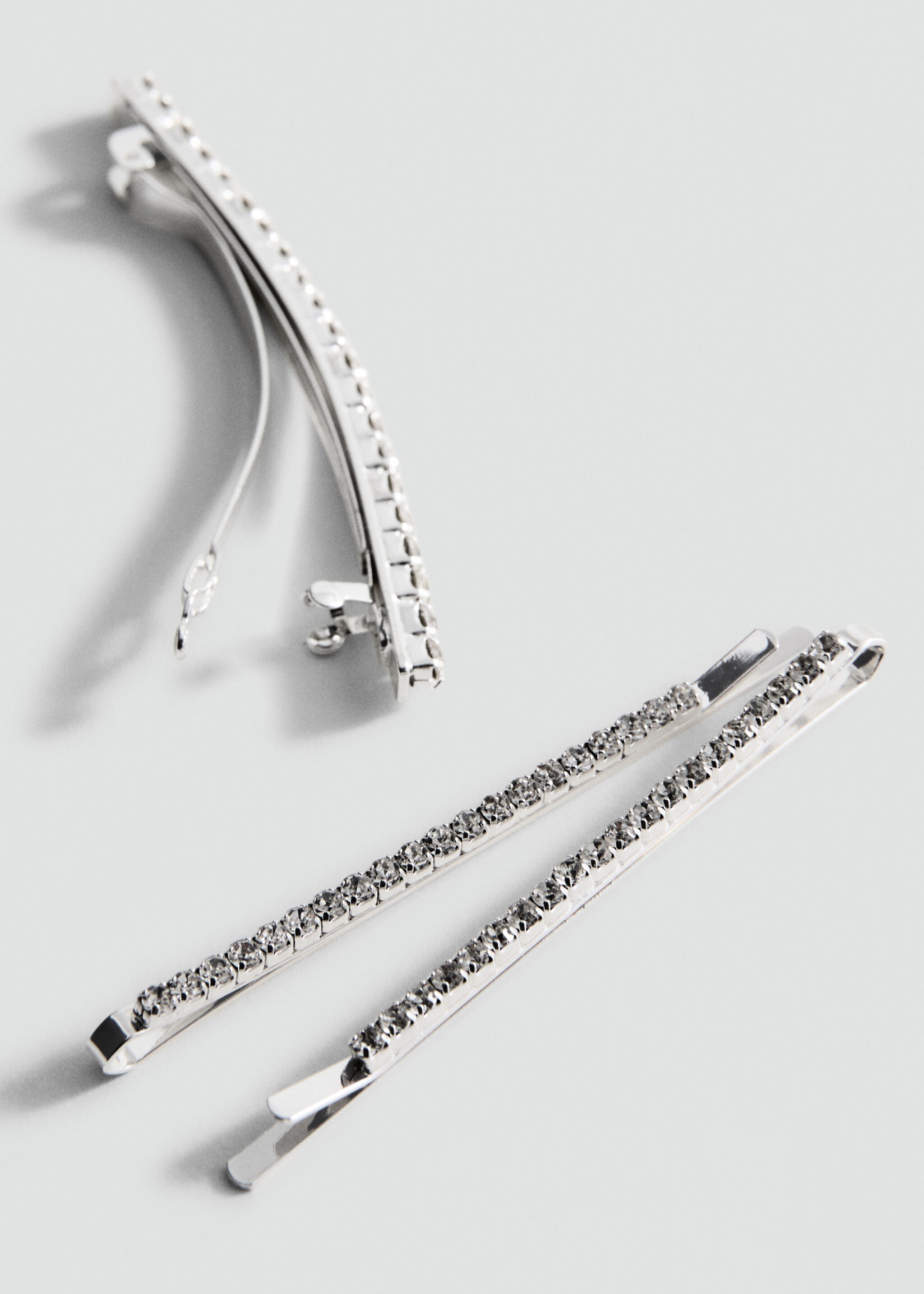 Pack of 3 crystal hair barrettes - Medium plane, Silver. Ref: 17028293-00.
