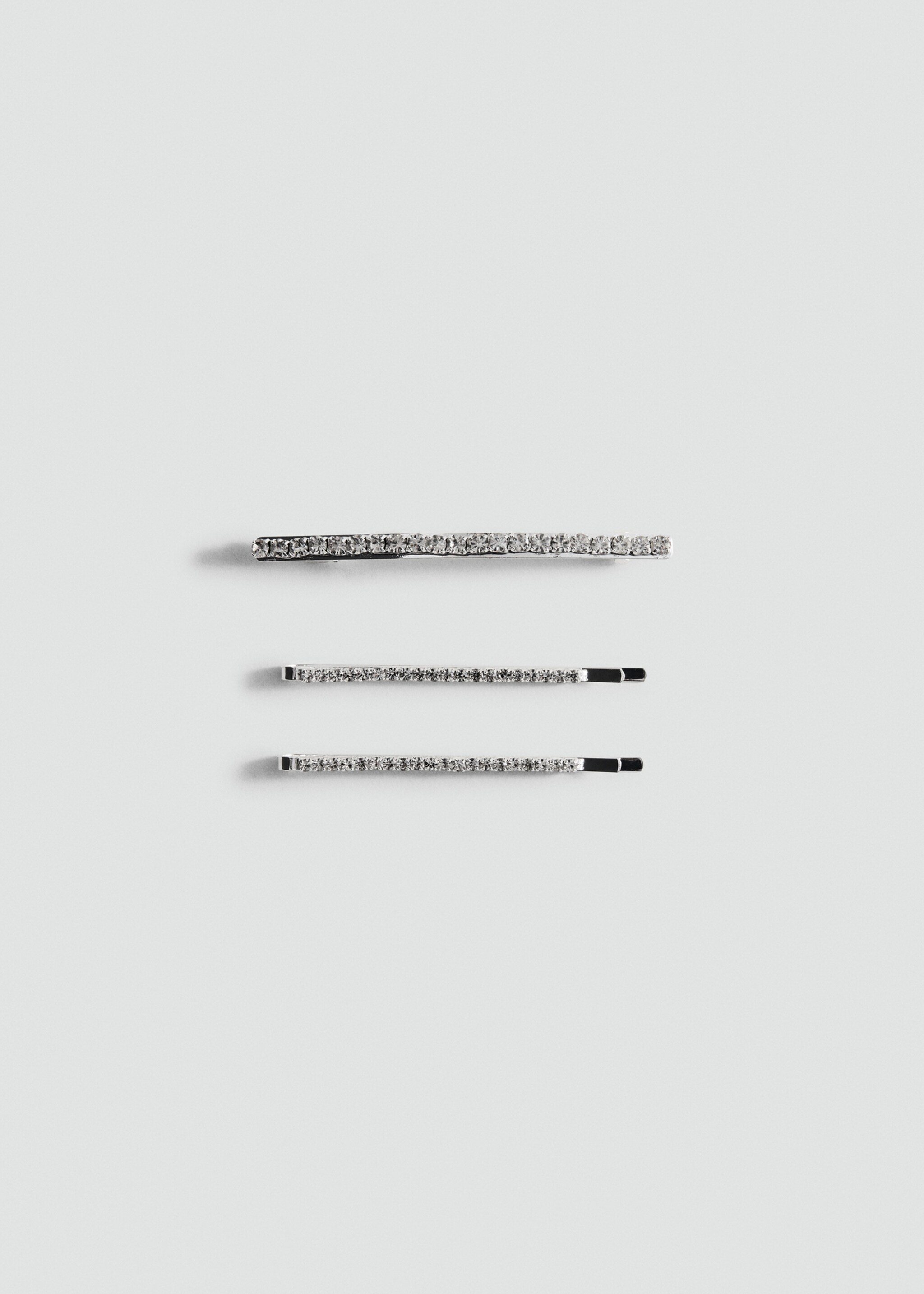 Pack of 3 crystal hair barrettes - Article without model, Silver. Ref: 17028293-00.
