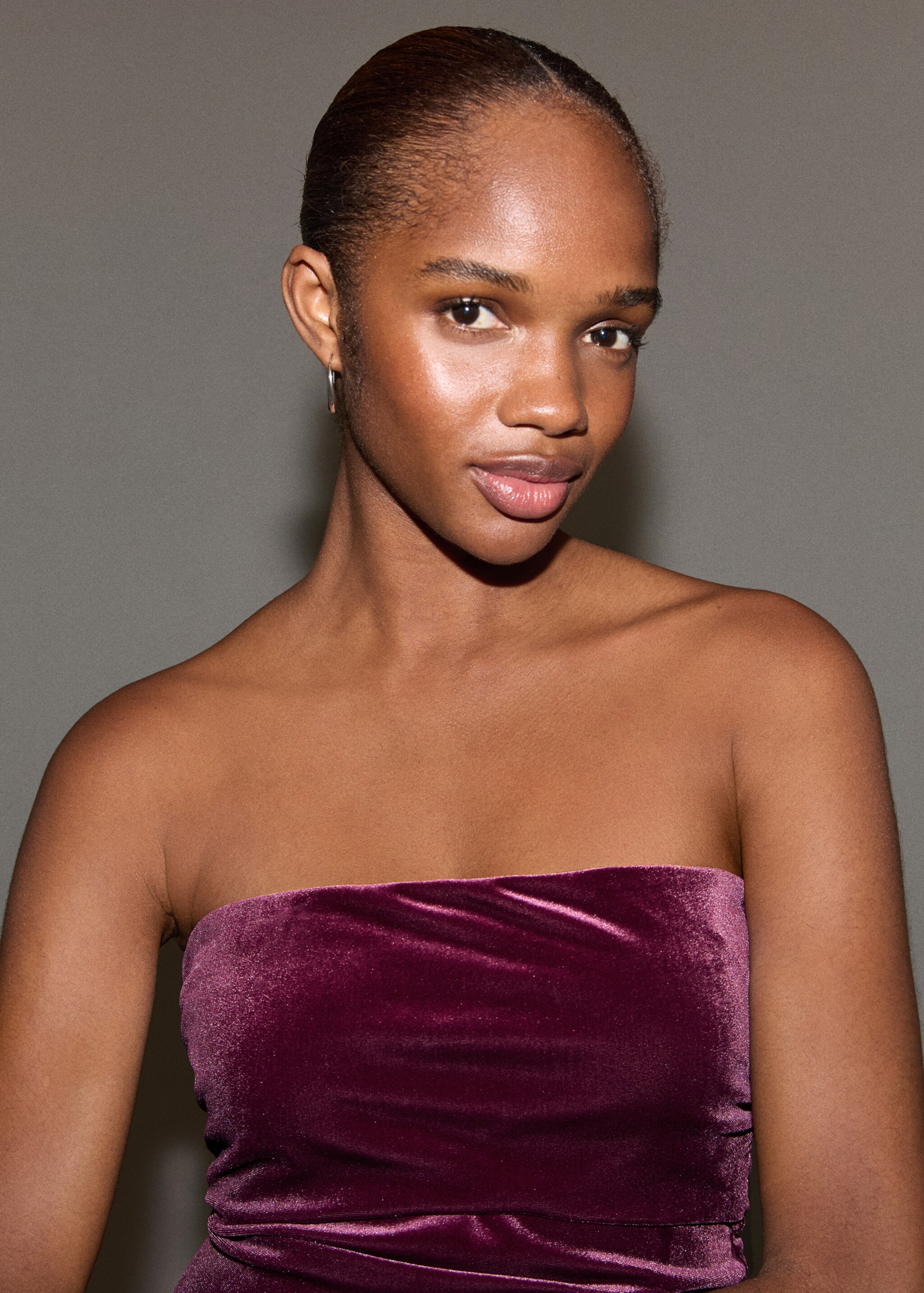 Velvet top - Details of the article 1, Pink. Ref: 17028632-00.