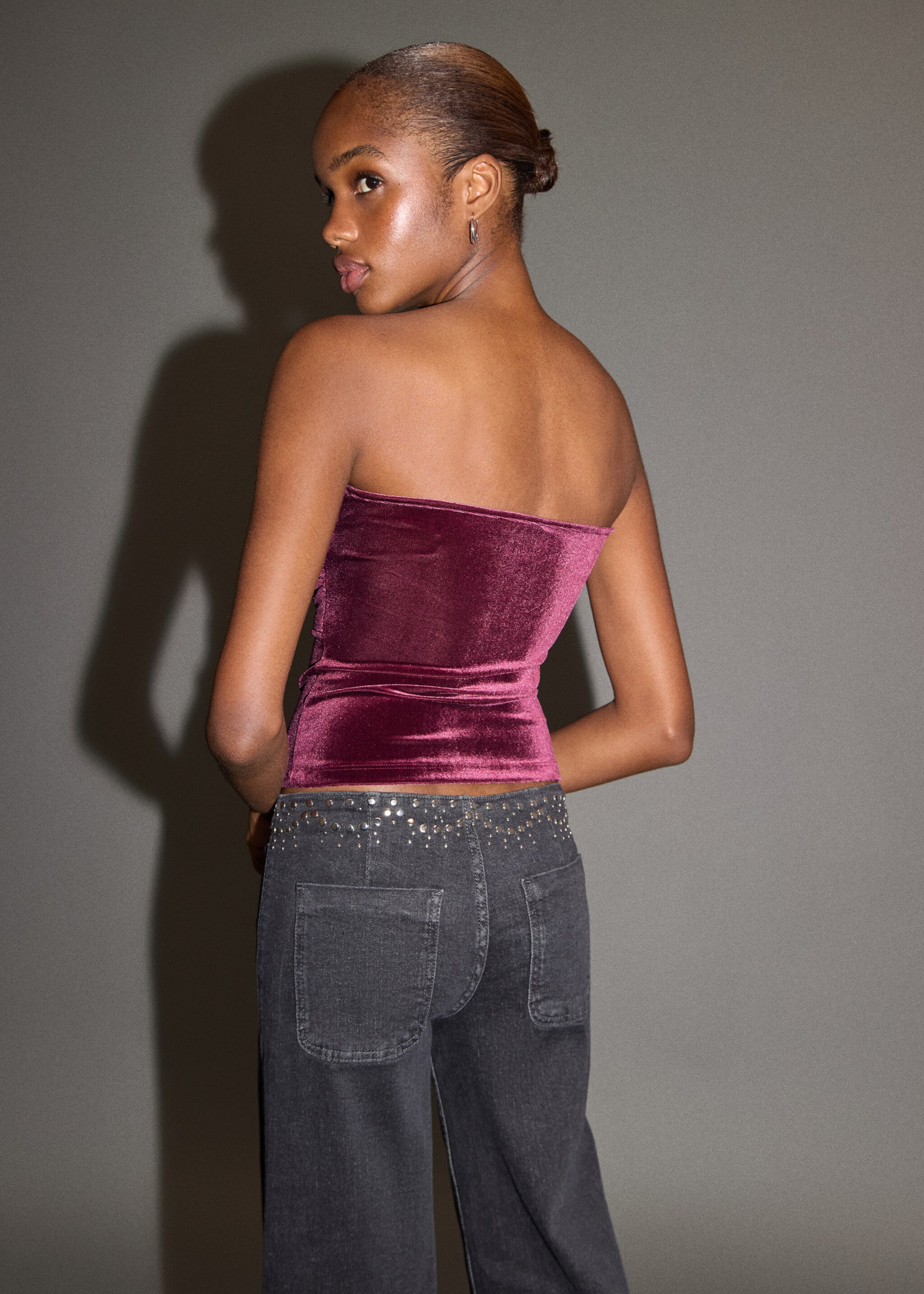 Velvet top - Reverse of the article, Pink. Ref: 17028632-00.