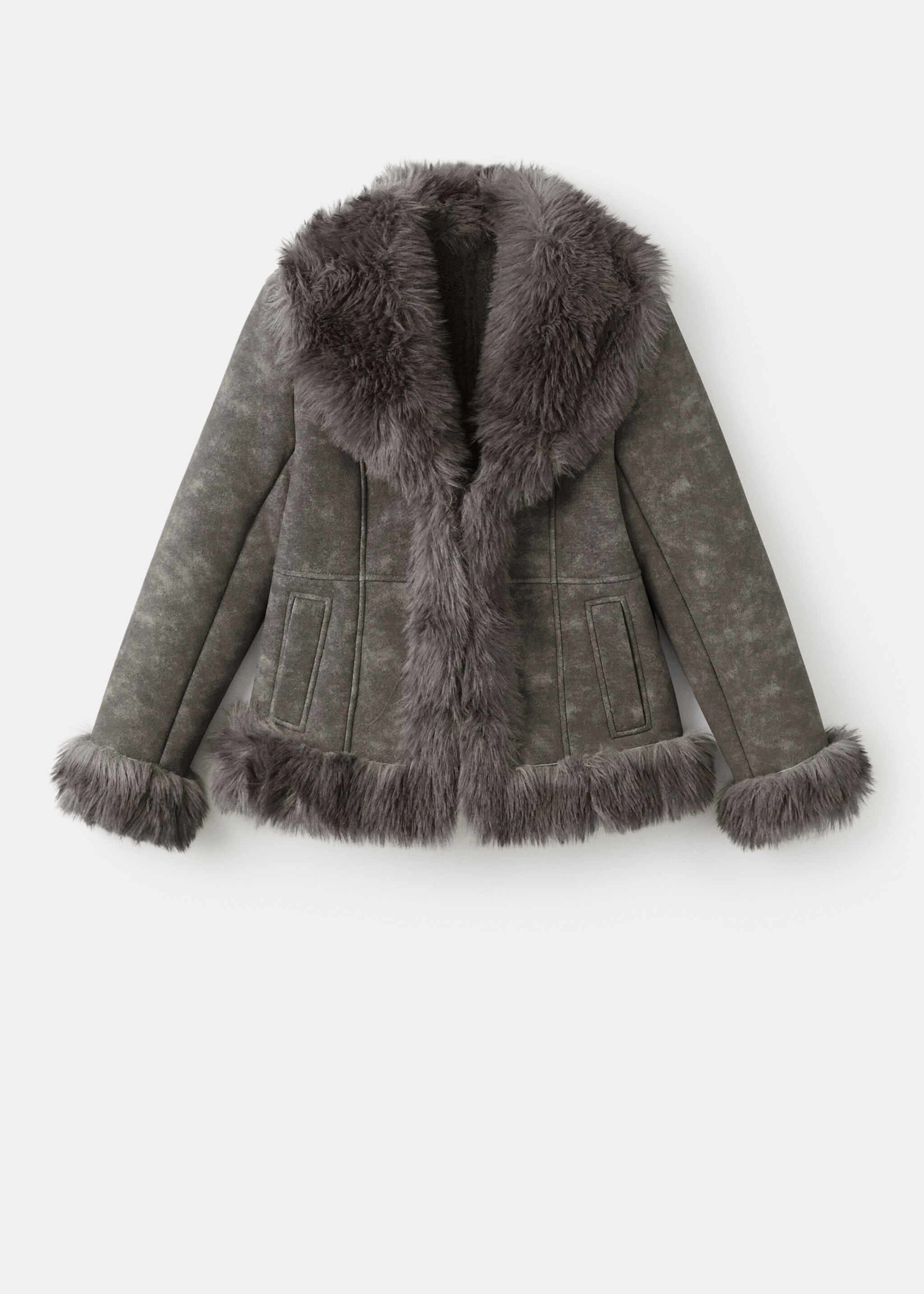 Chaqueta efecto ante pelo - Artículo sin modelo, Gris. Ref: 17028635-00.