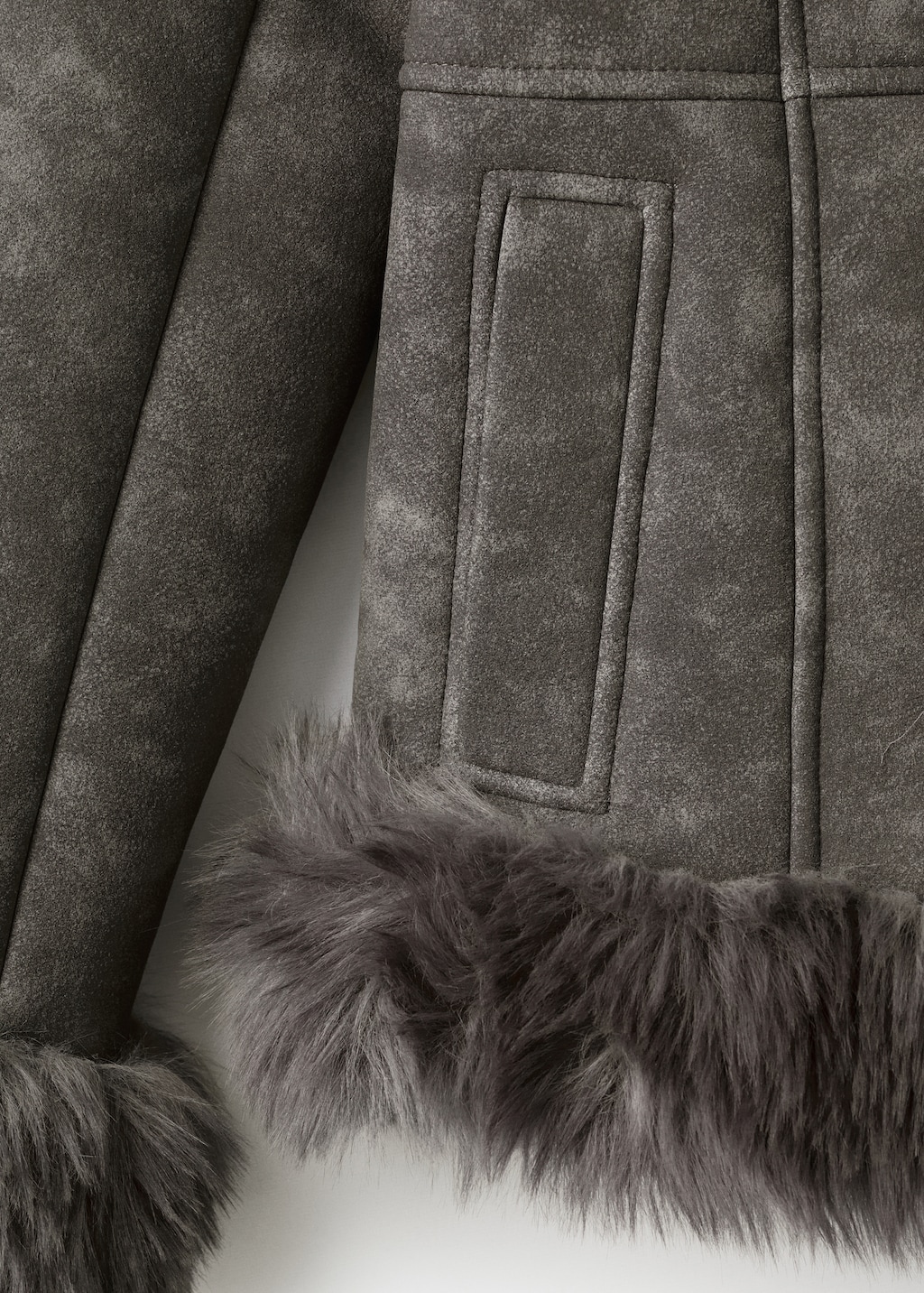 Suede-effect faux-fur jacket