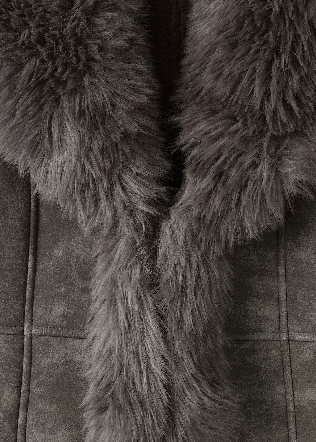 Suede-effect faux-fur jacket