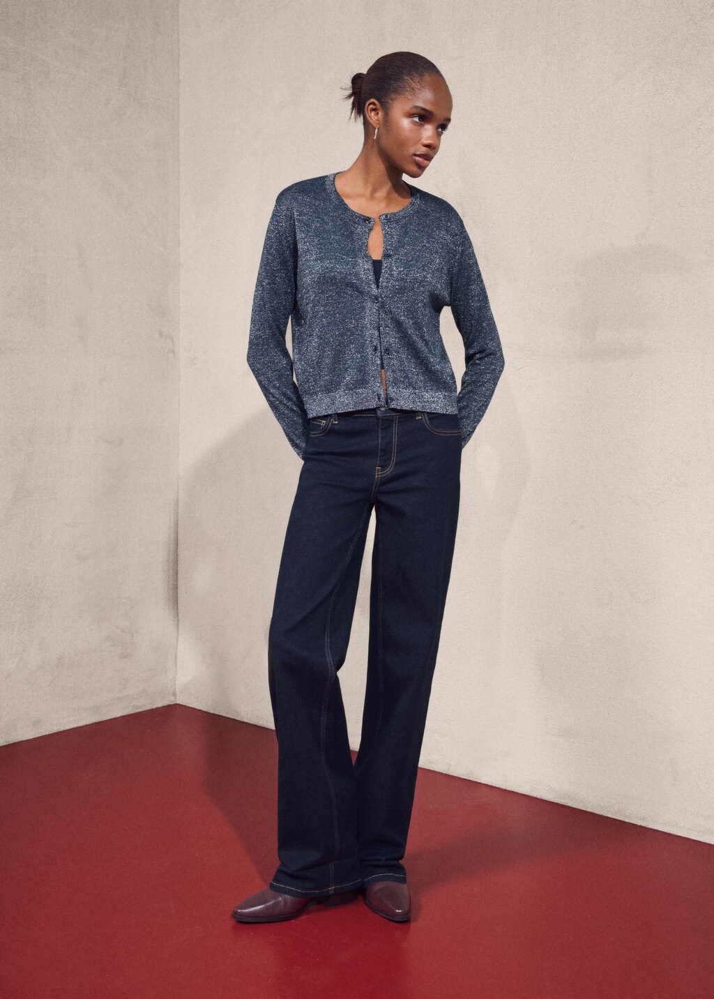 Lurex knitted cardigan