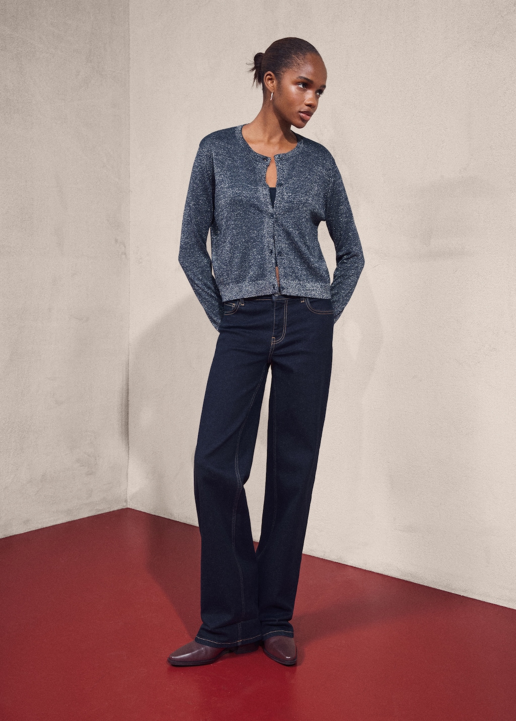 Lurex knitted cardigan