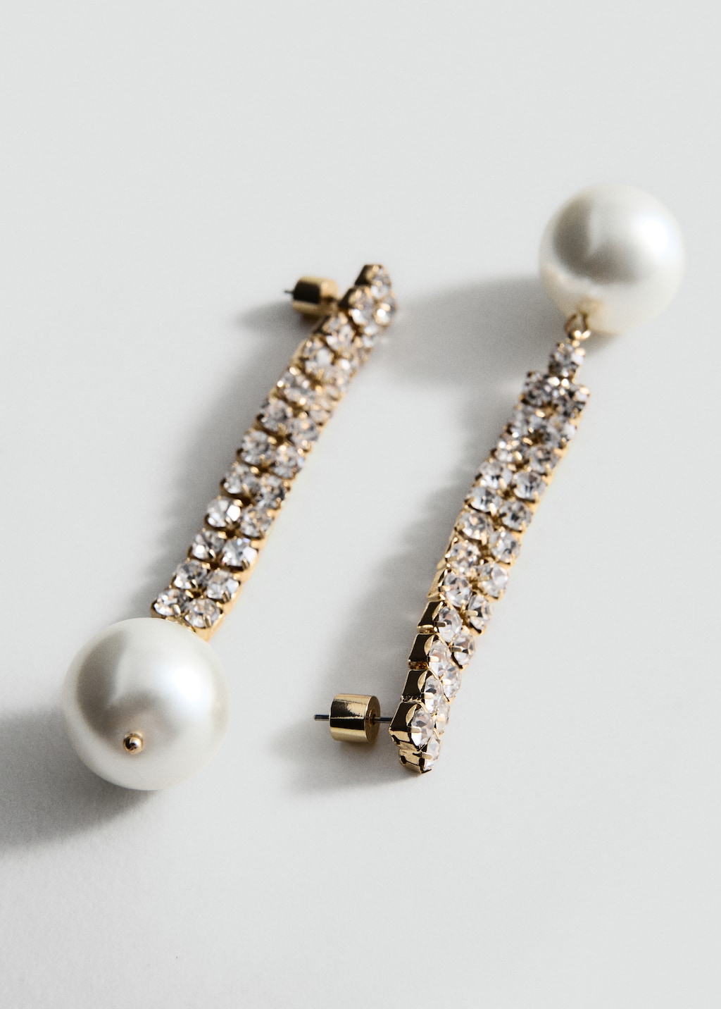 Combined pearl drop earrings