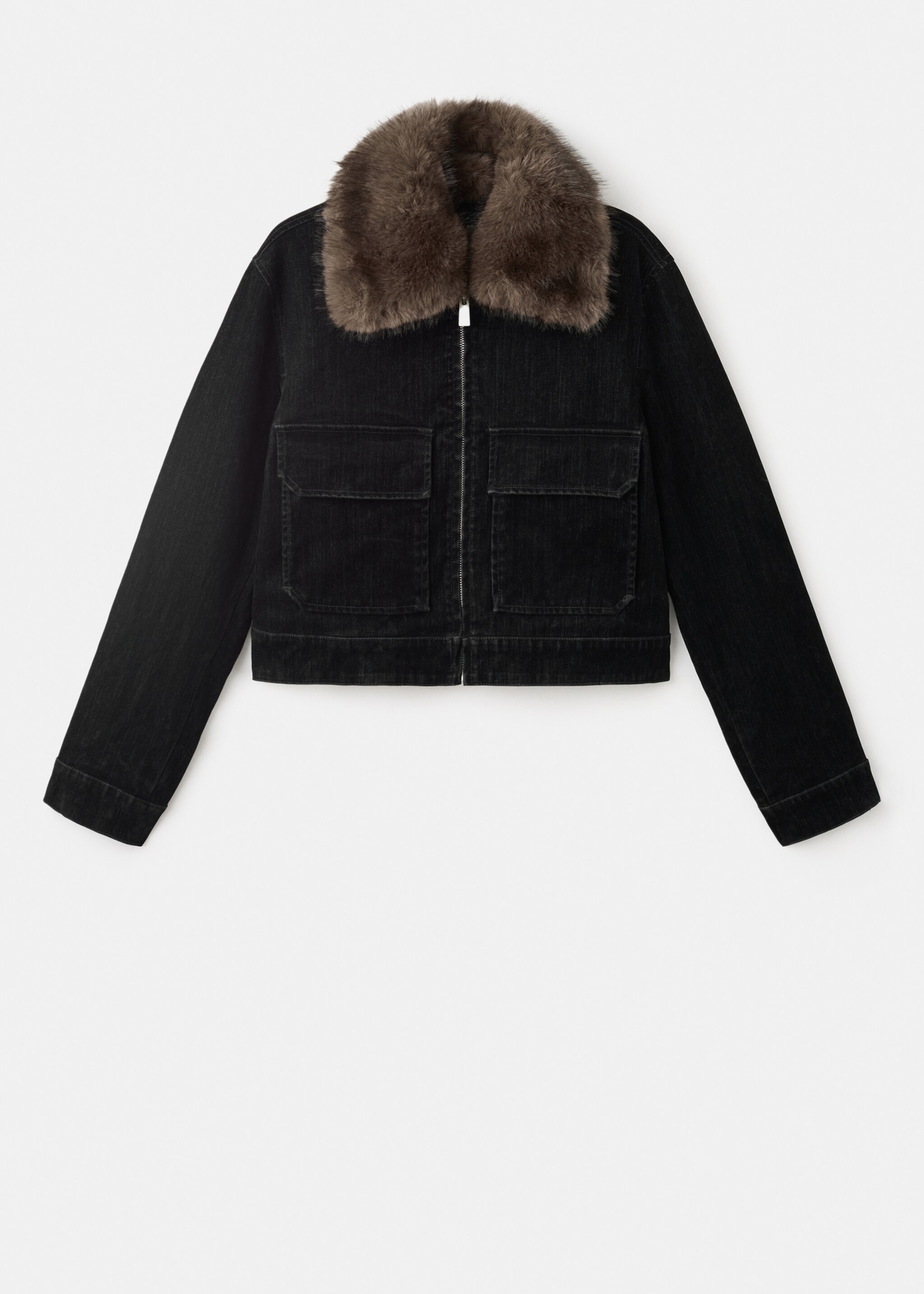 Corduroy jacket with fur collar - Article without model, Black. Ref: 17029099-00.