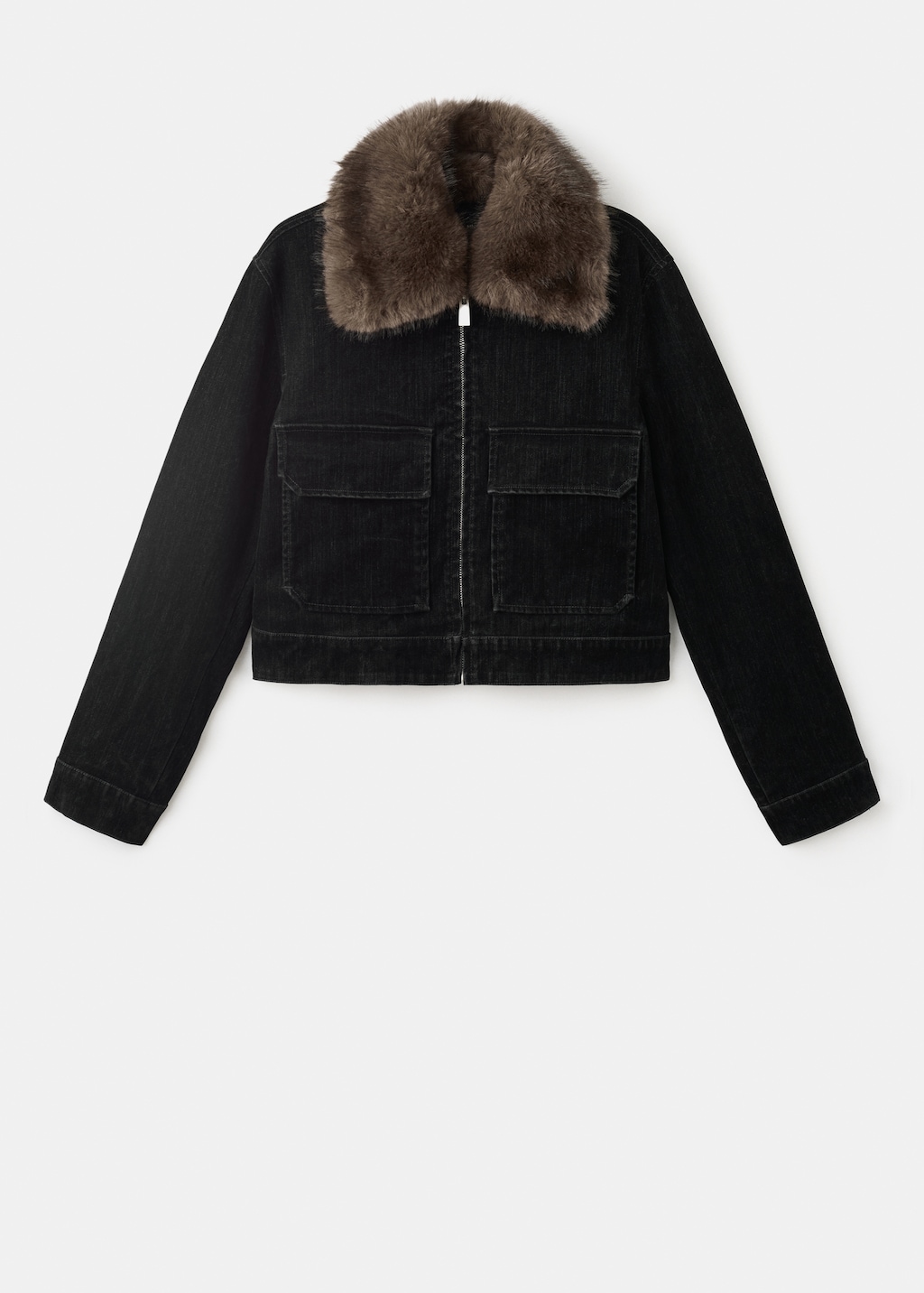 Corduroy jacket with fur collar