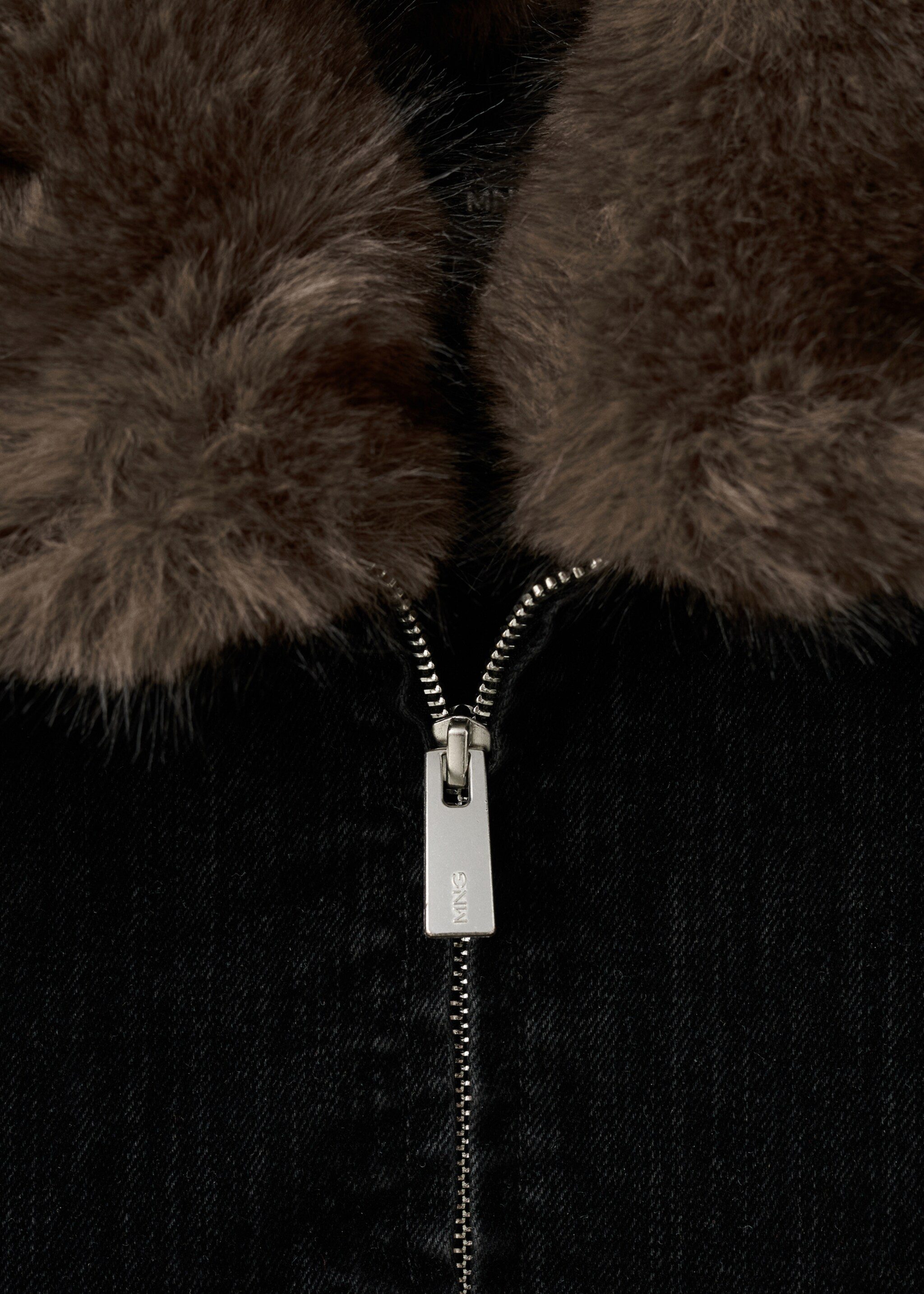 Corduroy jacket with fur collar - Details of the article 0, Black. Ref: 17029099-00.
