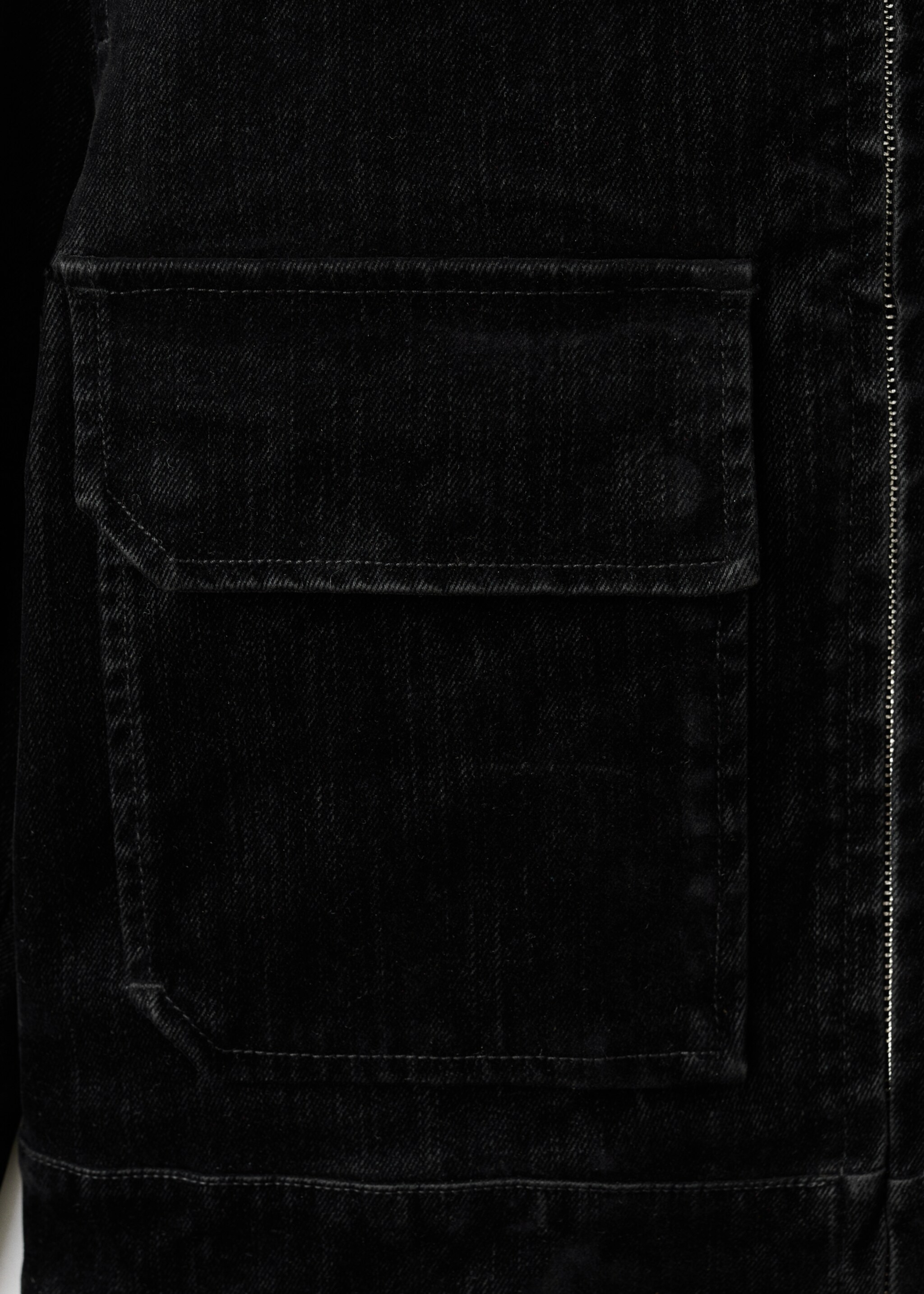 Corduroy jacket with fur collar - Details of the article 8, Black. Ref: 17029099-00.
