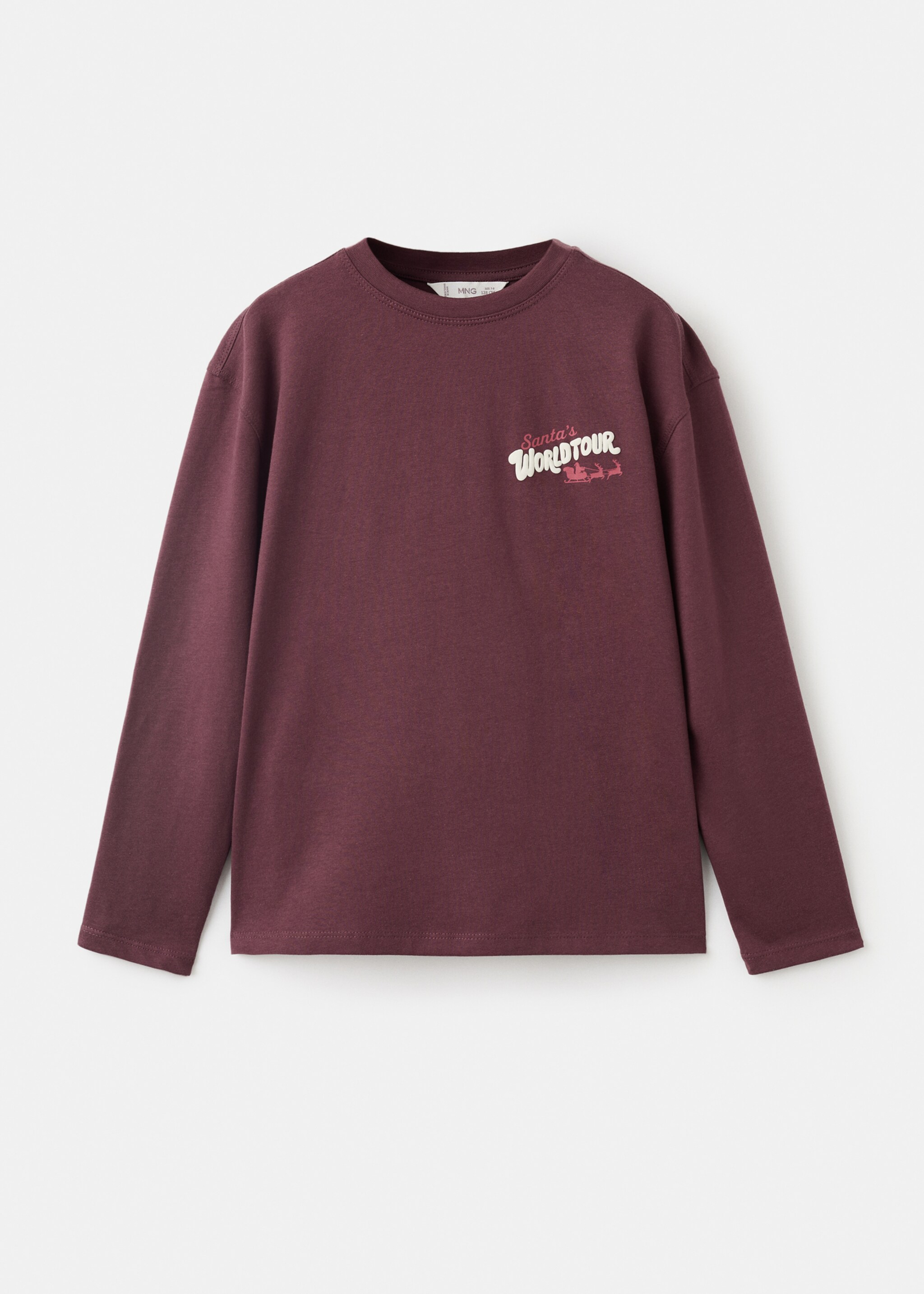 Christmas-print t-shirt - Article without model, Maroon. Ref: 17029101-00.