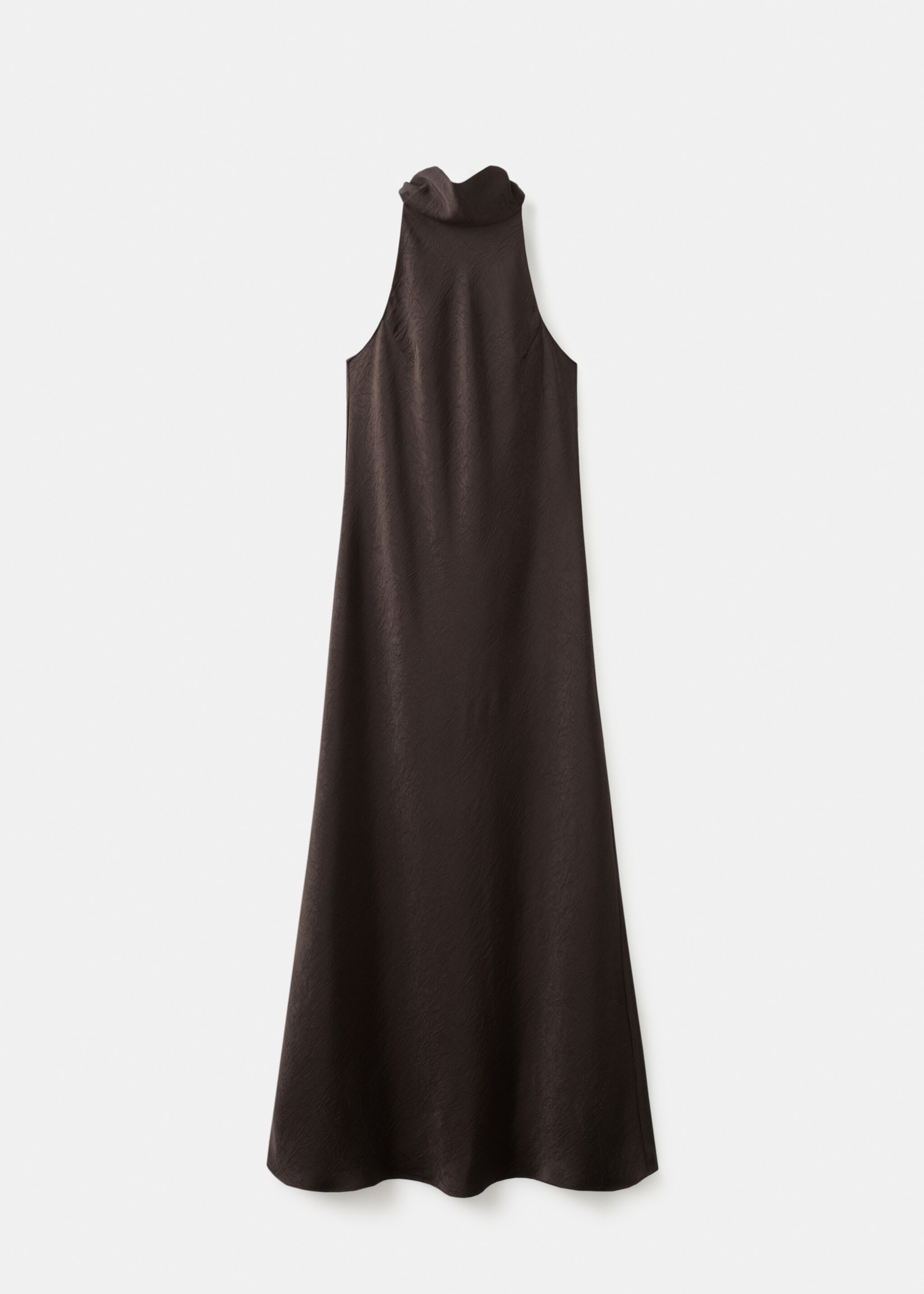 Satin dress with creased effect - Article without model, Chocolate. Ref: 17029107-00.