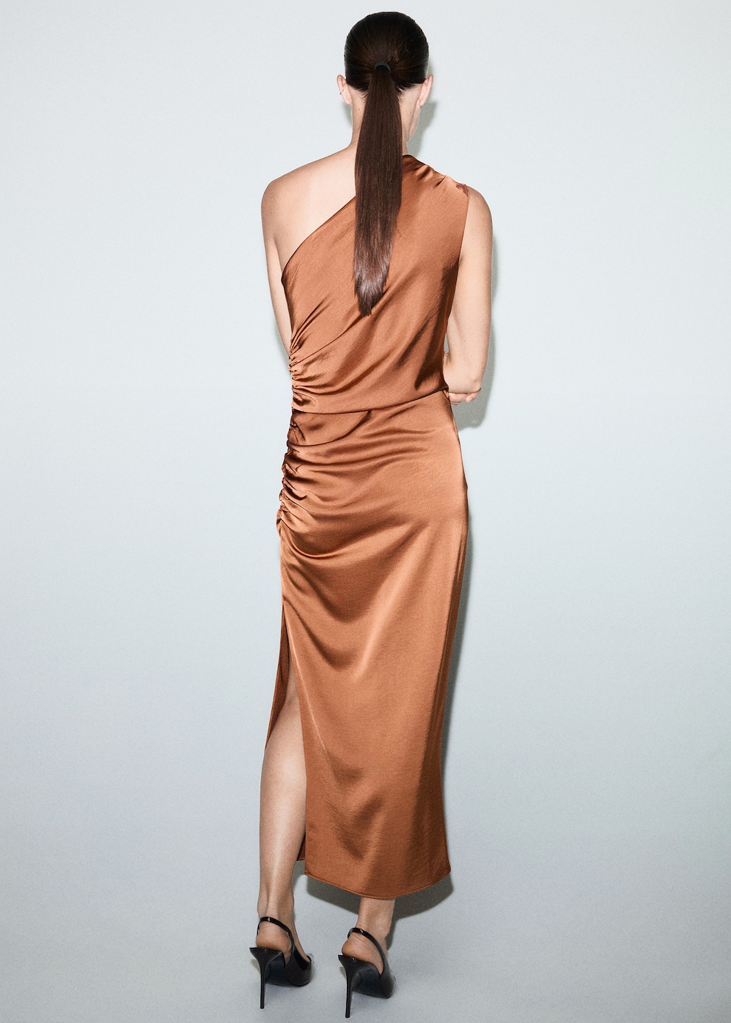 Asymmetrical satin dress