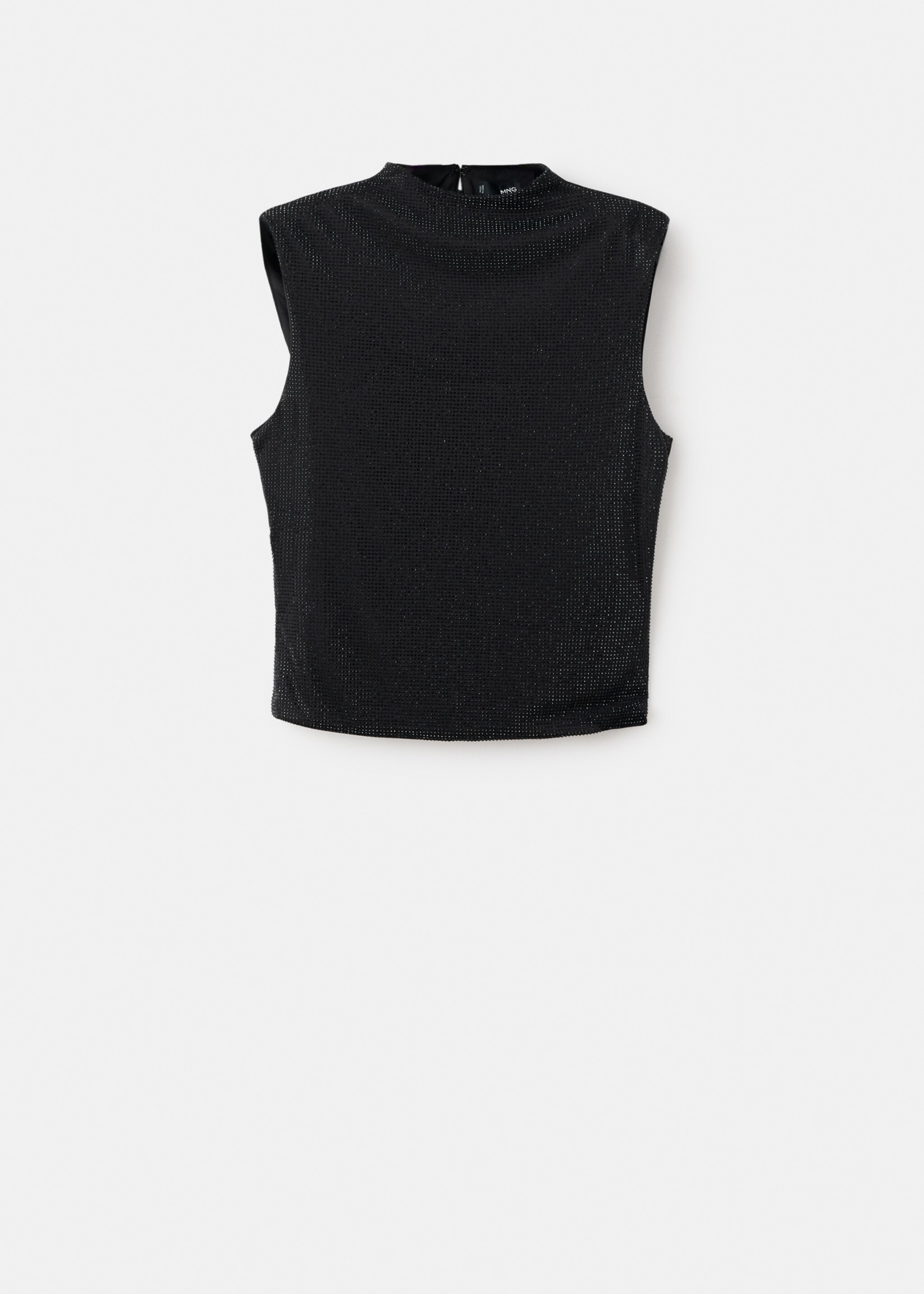 Strass mock-neck top - Article without model, Black. Ref: 17029113-00.