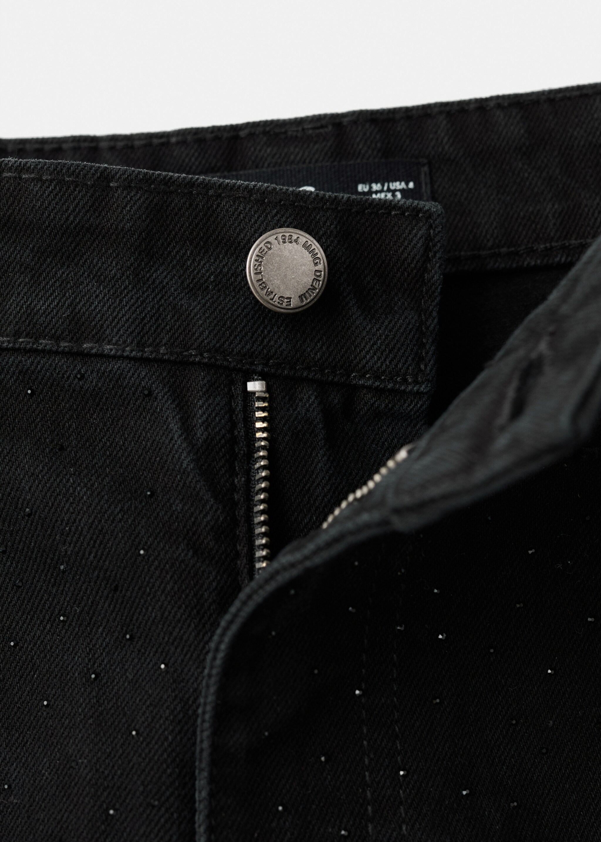 Jean large à strass - Détail de l'article 0, Black denim. Ref: 17029114-00.