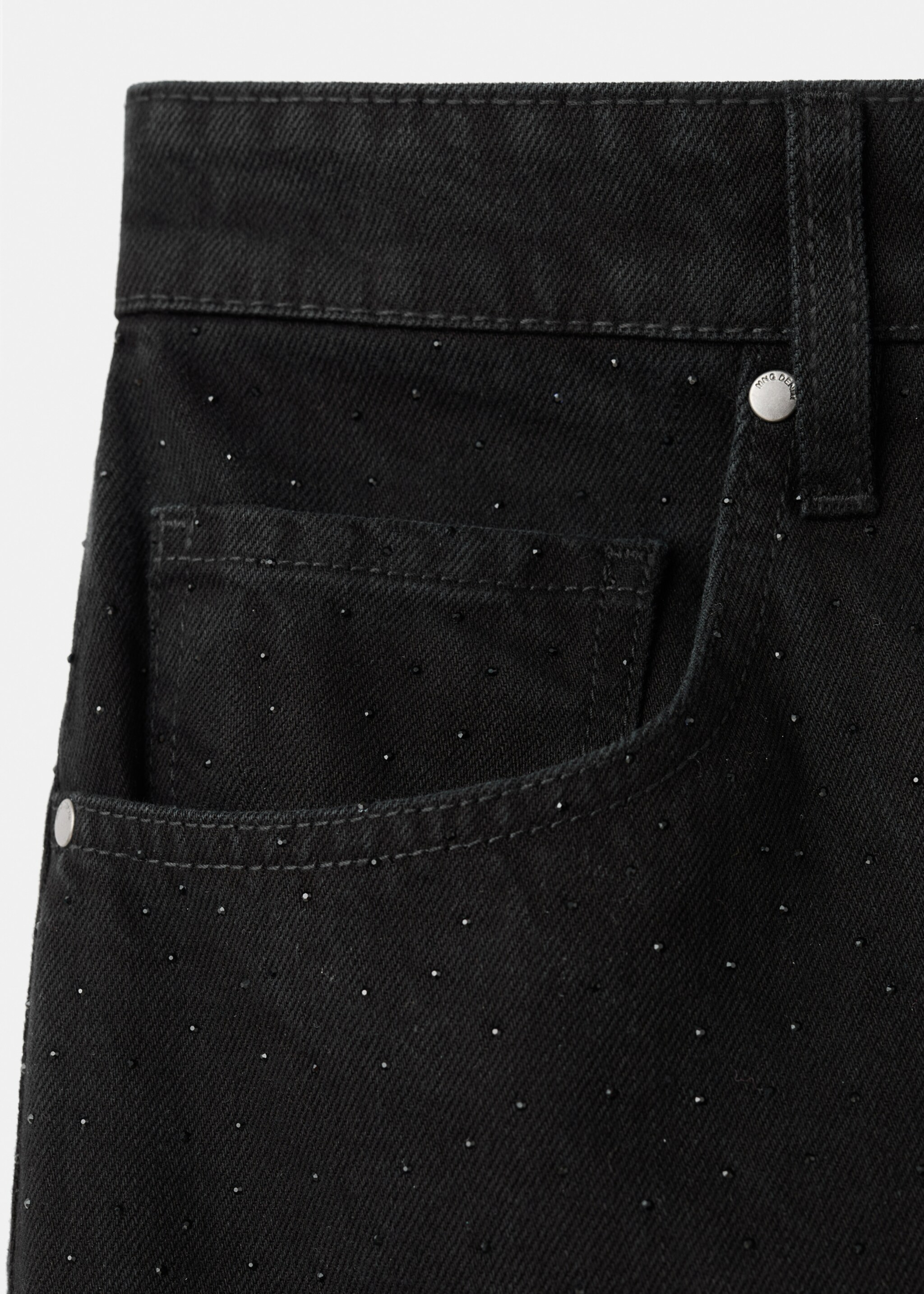 Jean large à strass - Détail de l'article 8, Black denim. Ref: 17029114-00.