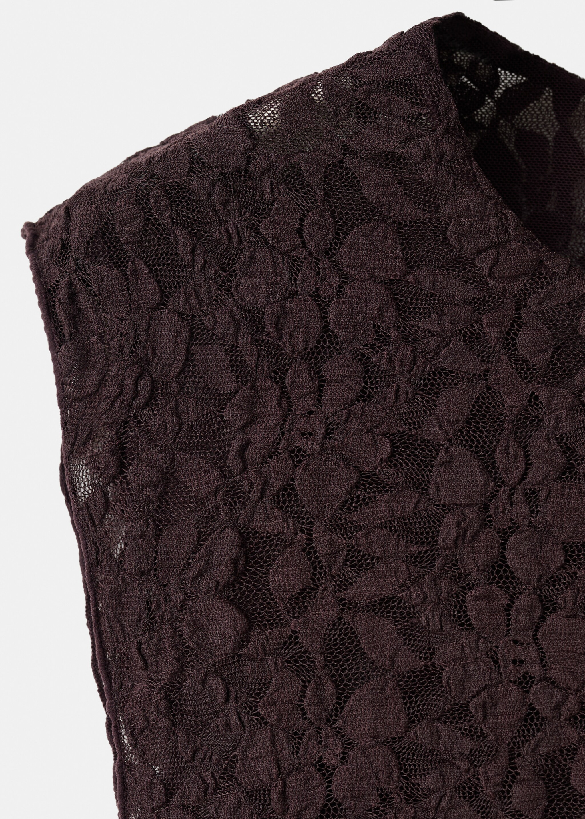 Asymmetric lace dress - Details of the article 8, Brown. Ref: 17029117-00.