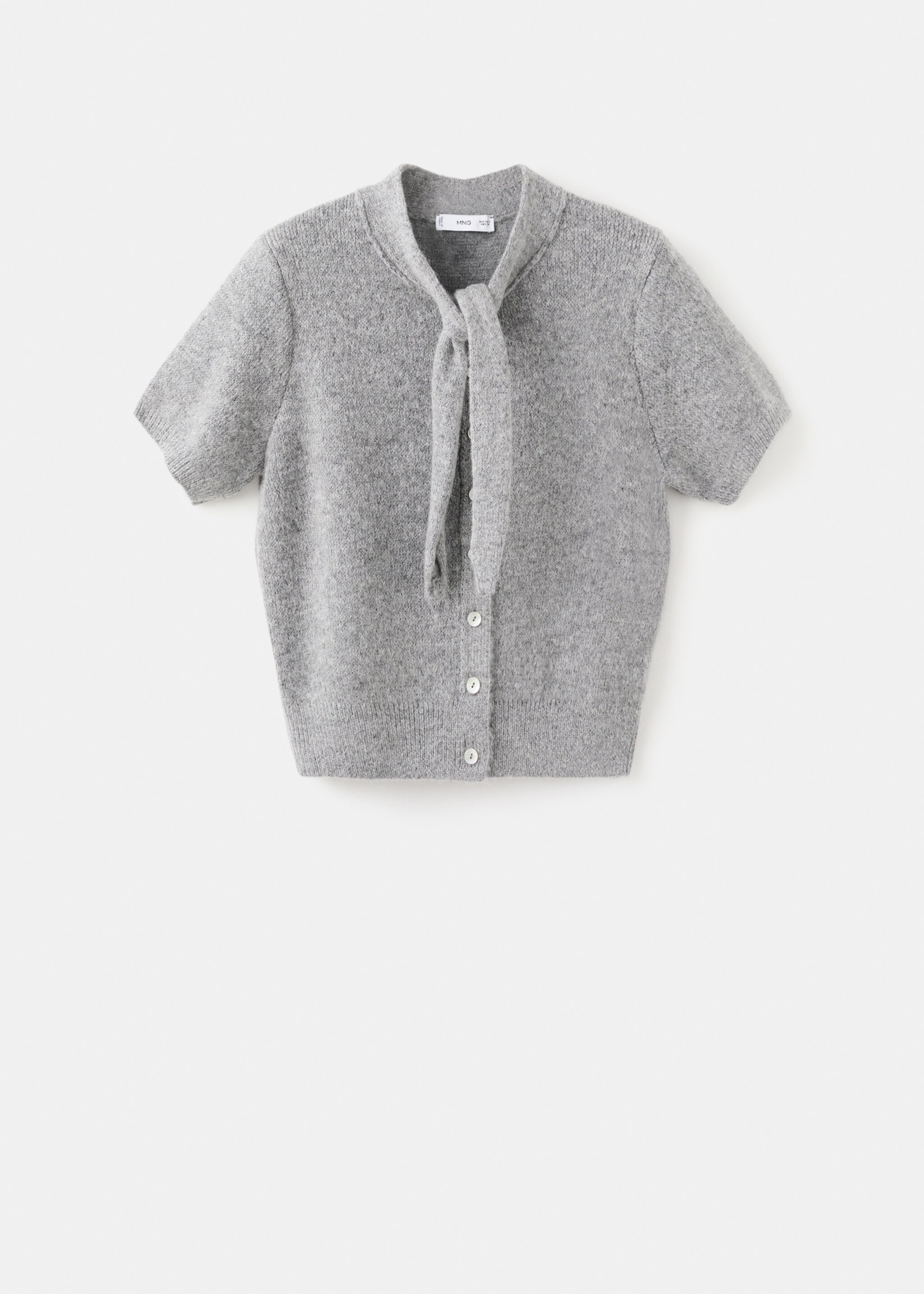 Bow tie neck cardigan - Article without model, Grey. Ref: 17029120-00.