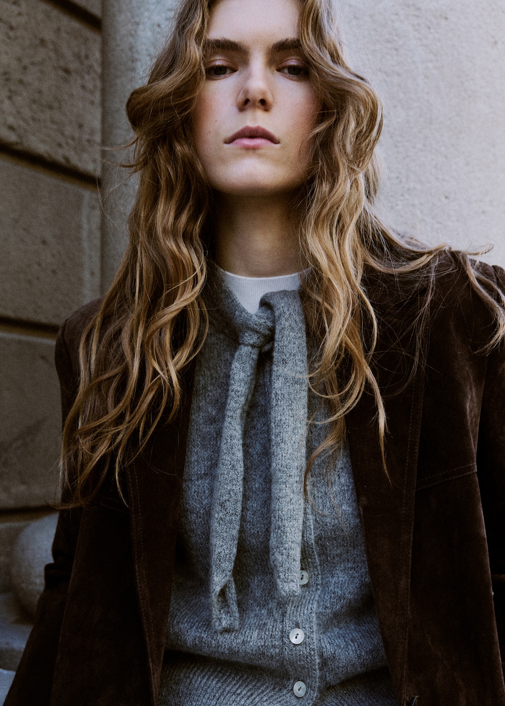 Mango Cardigan with bow-tie neck