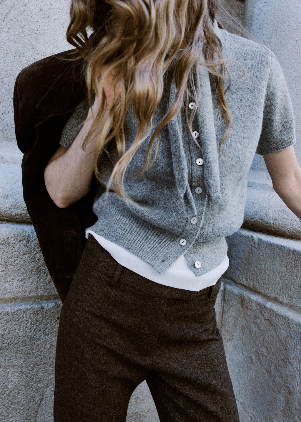 Cardigan with bow-tie neck