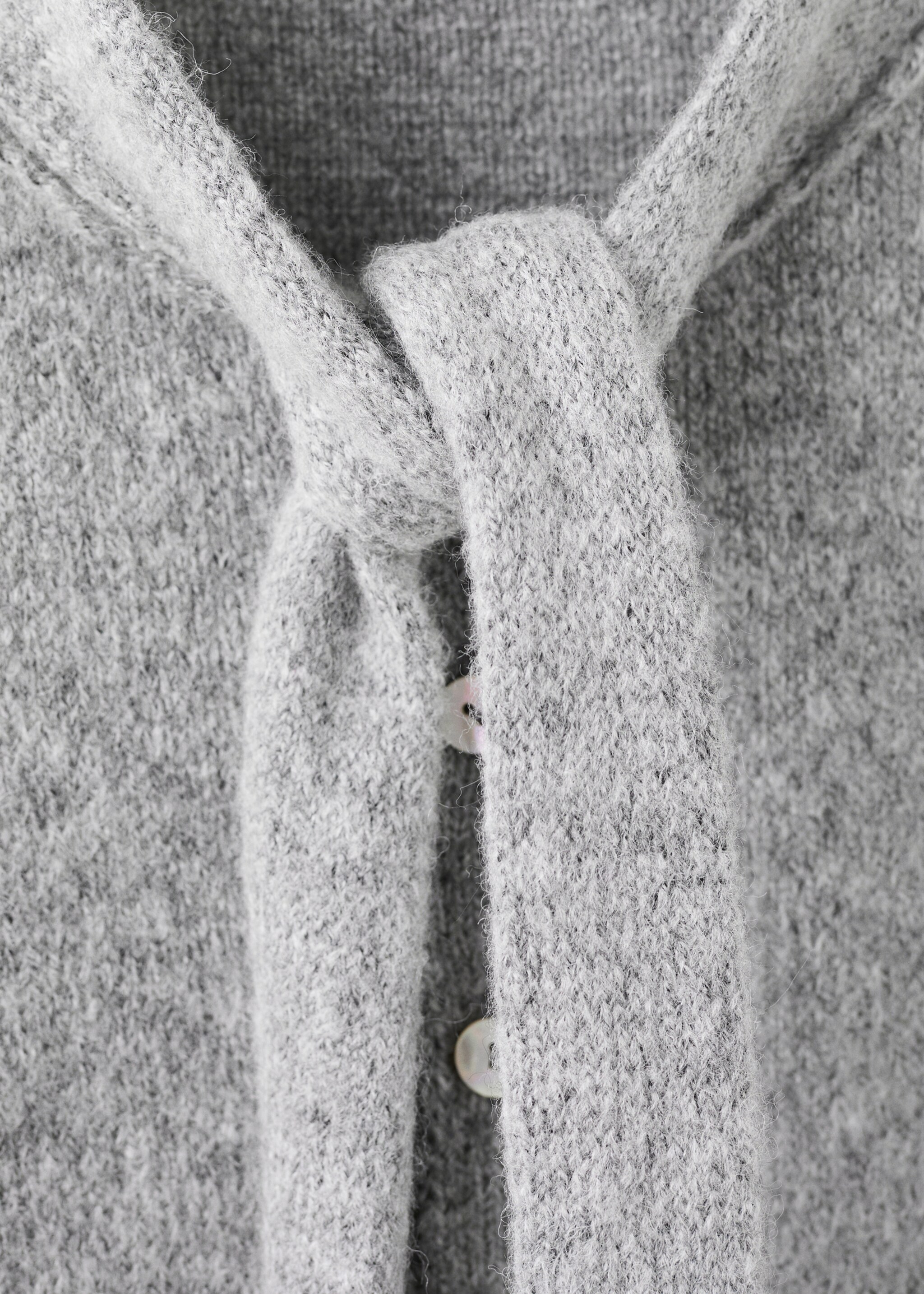 Bow tie neck cardigan - Details of the article 8, Grey. Ref: 17029120-00.