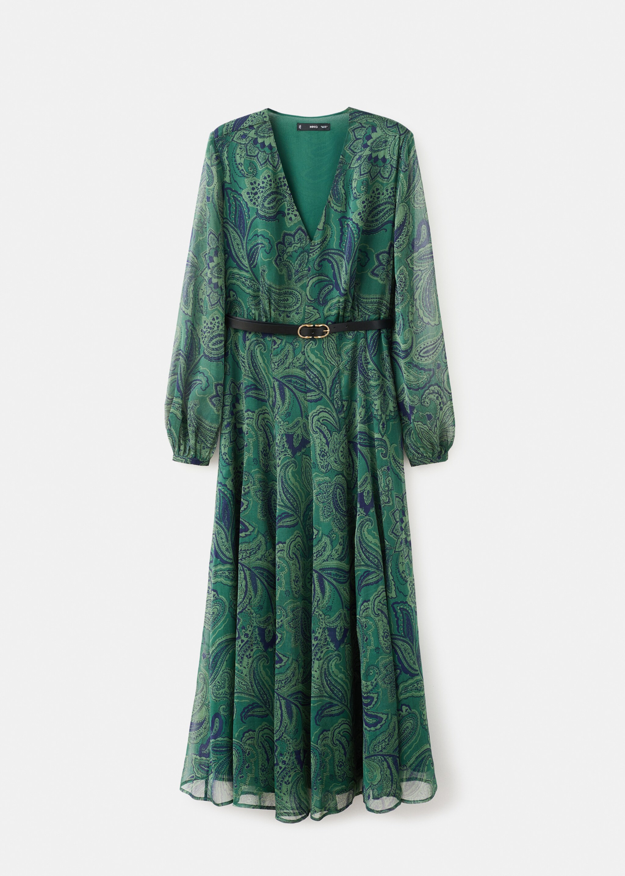 Belt printed dress - Article without model, Green. Ref: 17029121-00.