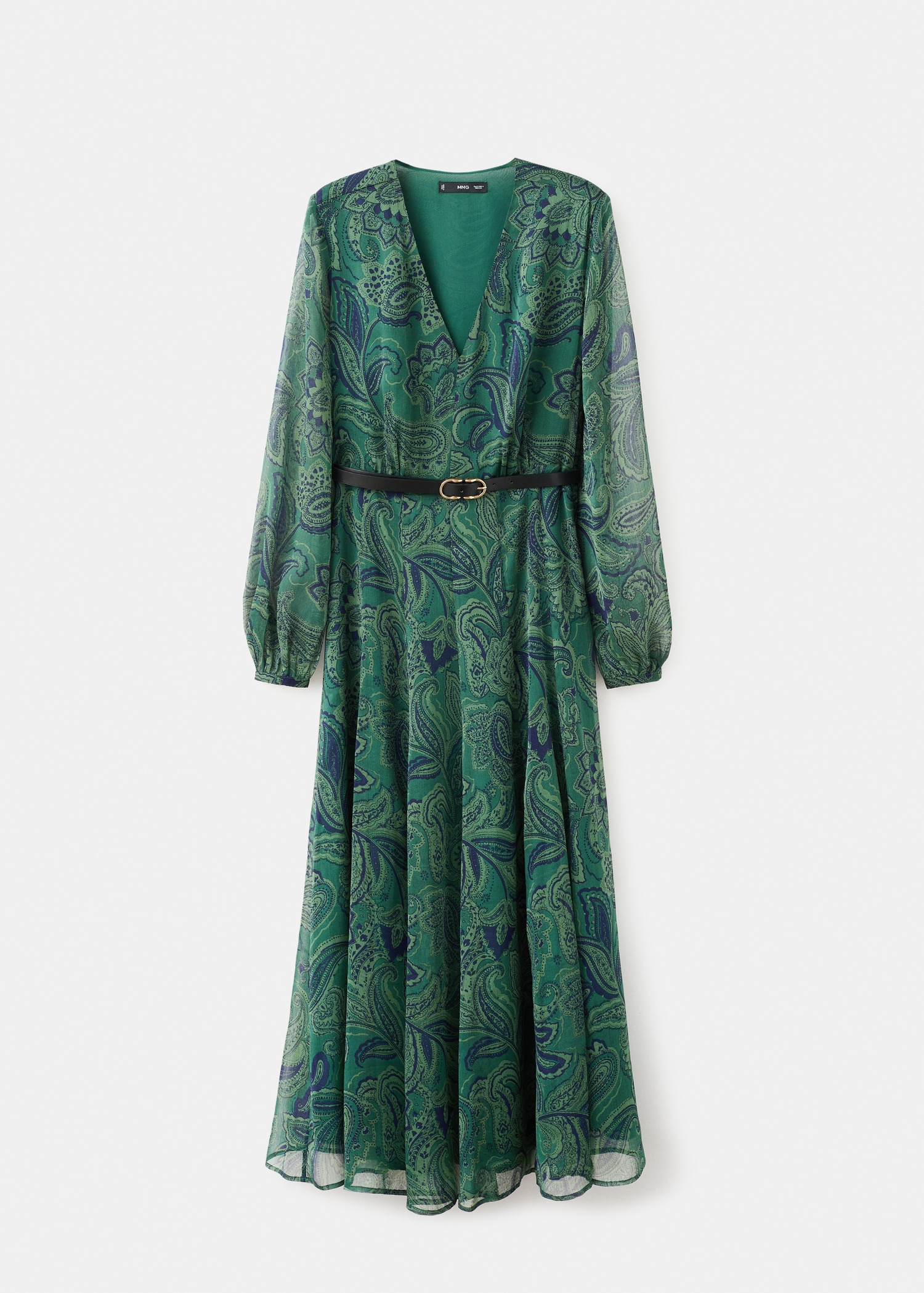 Jurk met print en ceintuur Dames MANGO Suriname - Main Image