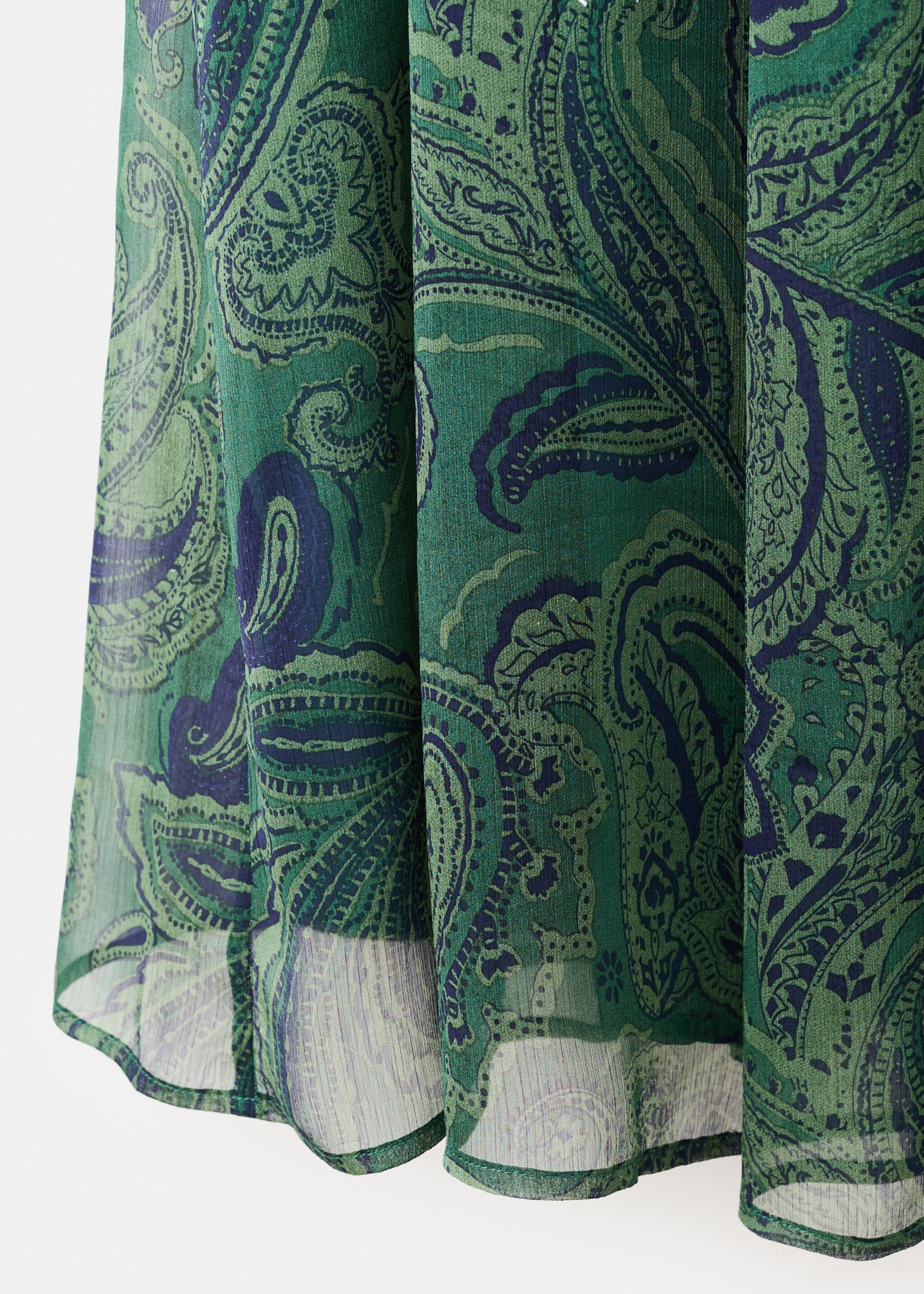Belt printed dress - Details of the article 0, Green. Ref: 17029121-00.