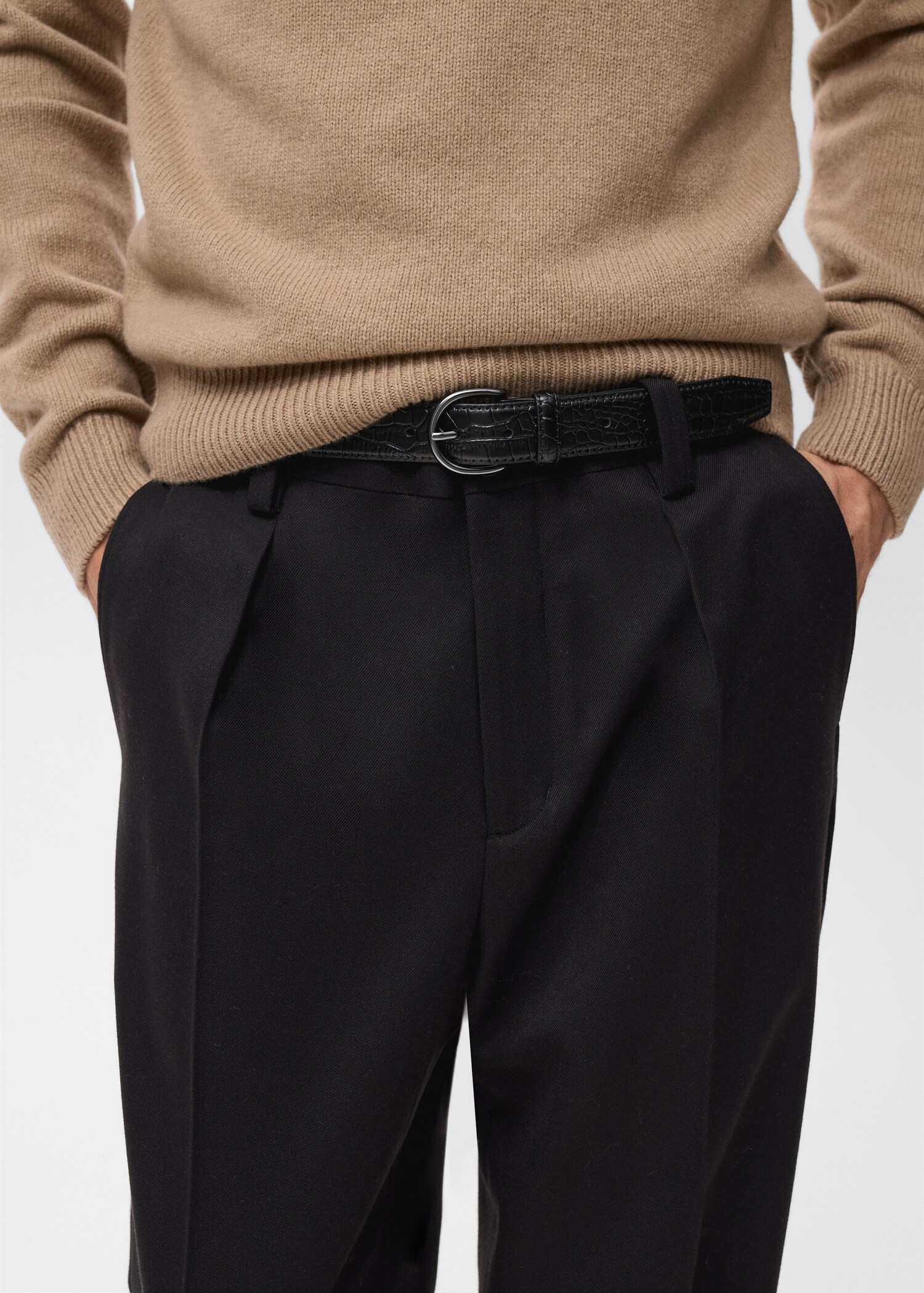 Regular-fit pleated trousers - Details of the article 1