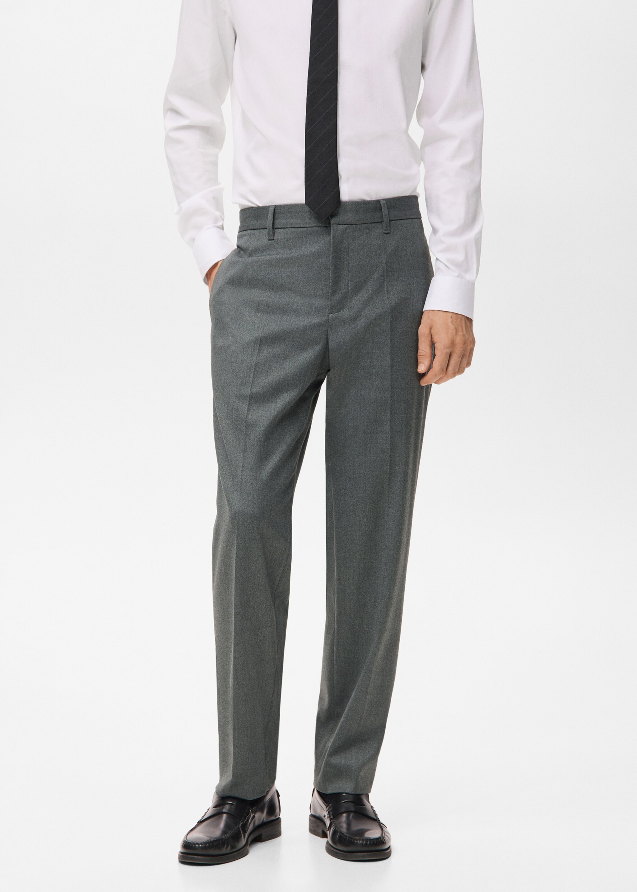 Flowy straight-fit trousers - Medium plane, Grey. Ref: 17029208-00.