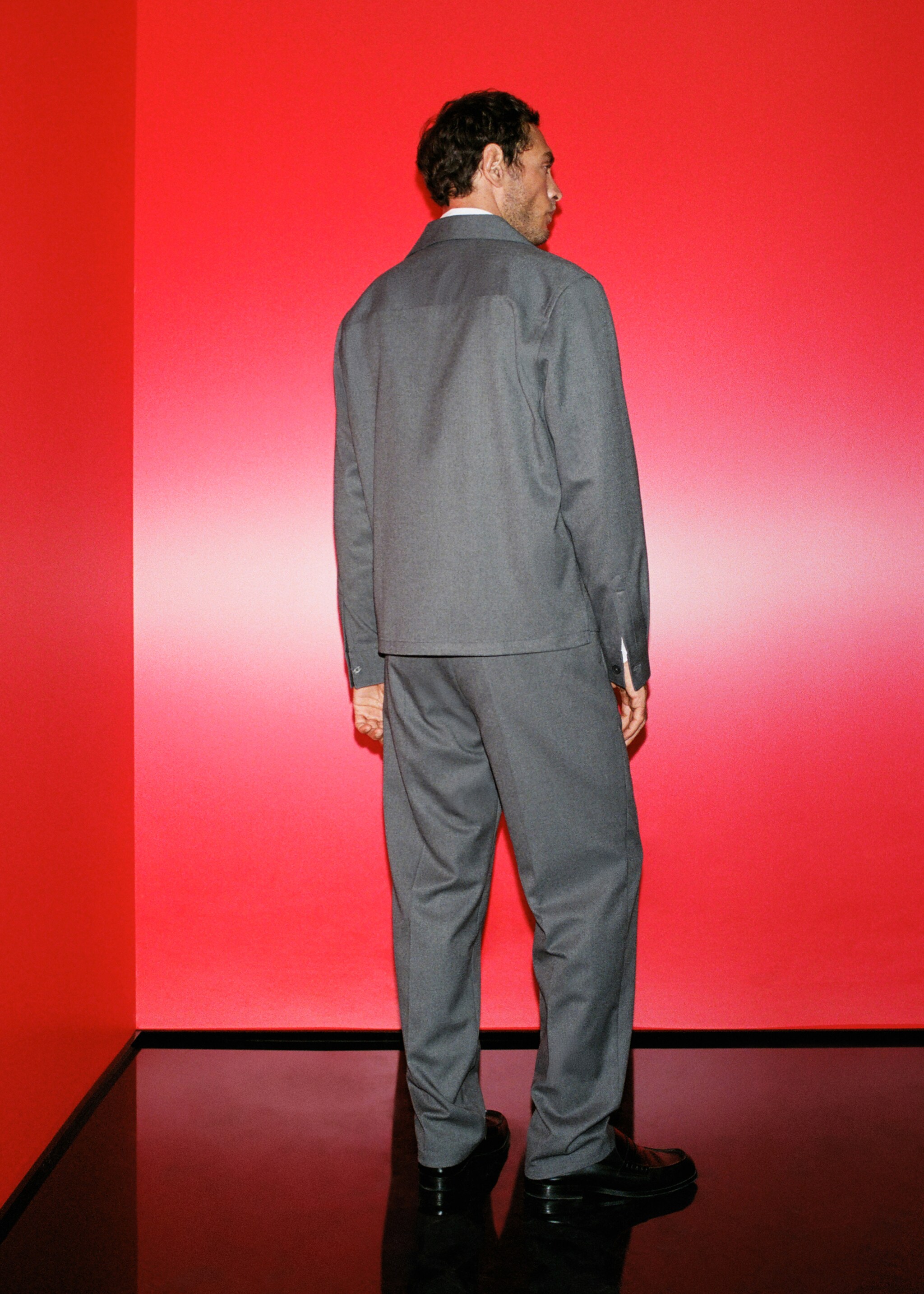 Flowy straight-fit trousers - Details of the article 5, Grey. Ref: 17029208-00.
