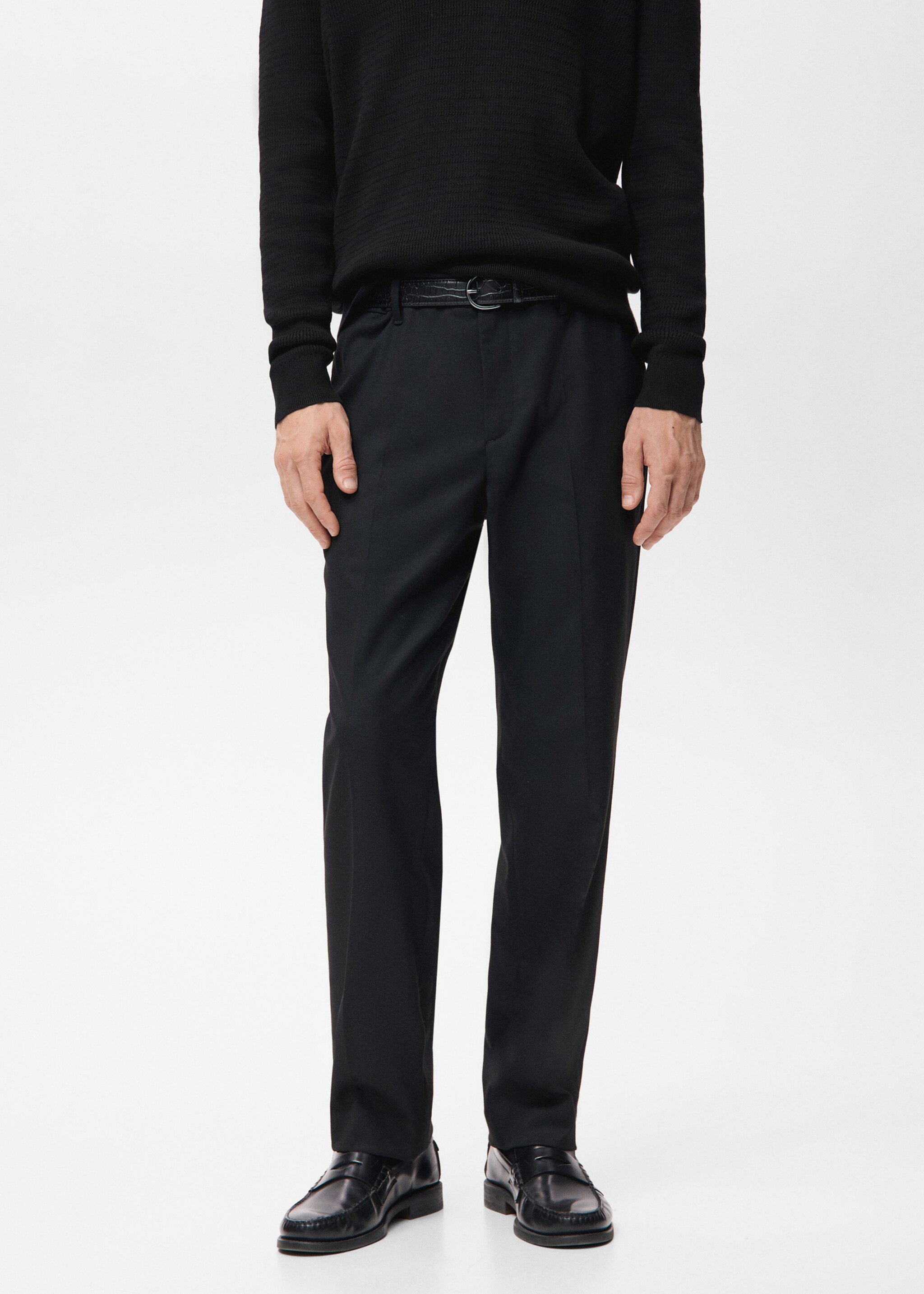 Flowy straight-fit trousers - Medium plane, Black. Ref: 17029208-00.