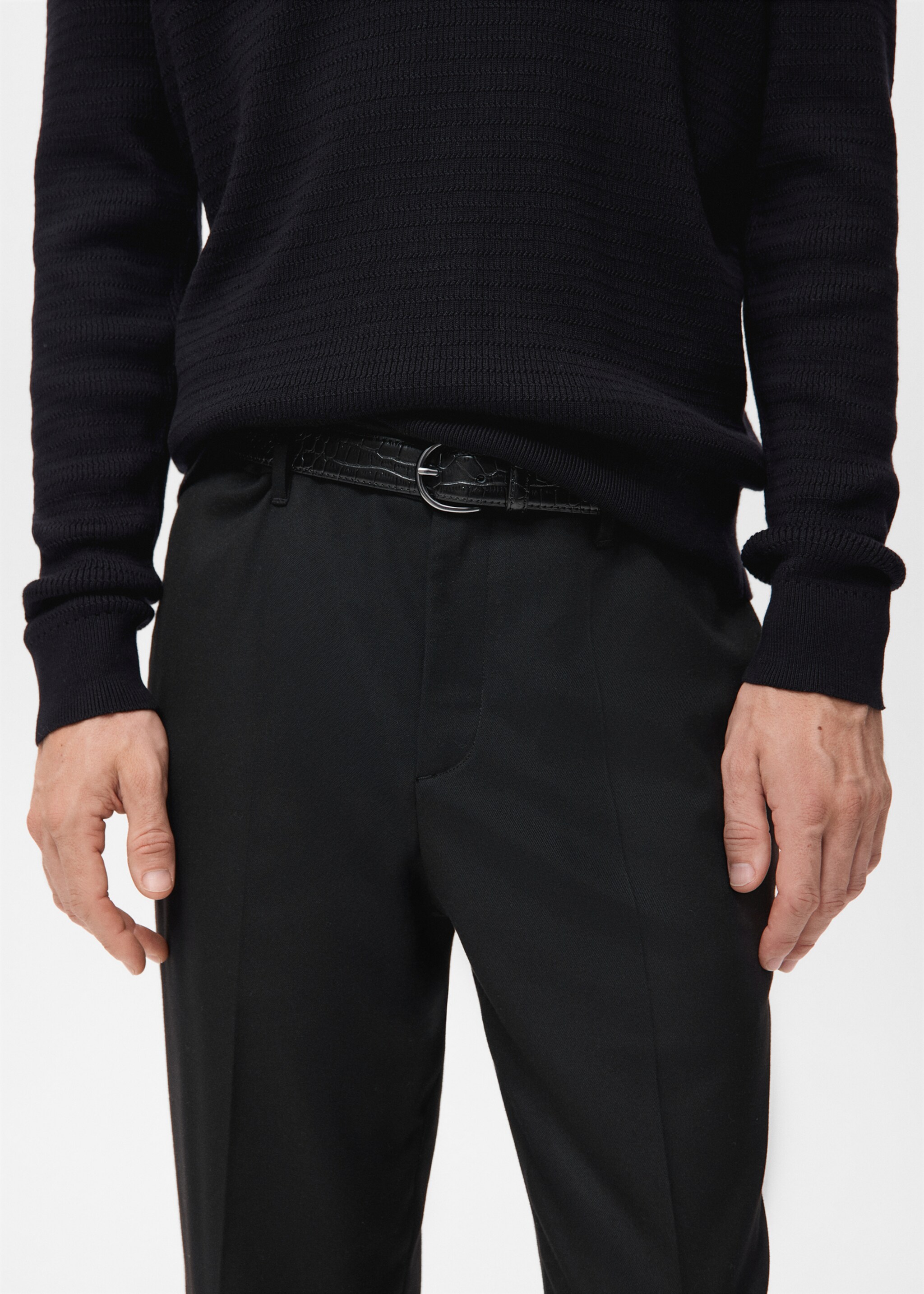 Flowy straight-fit trousers - Details of the article 1, Black. Ref: 17029208-00.