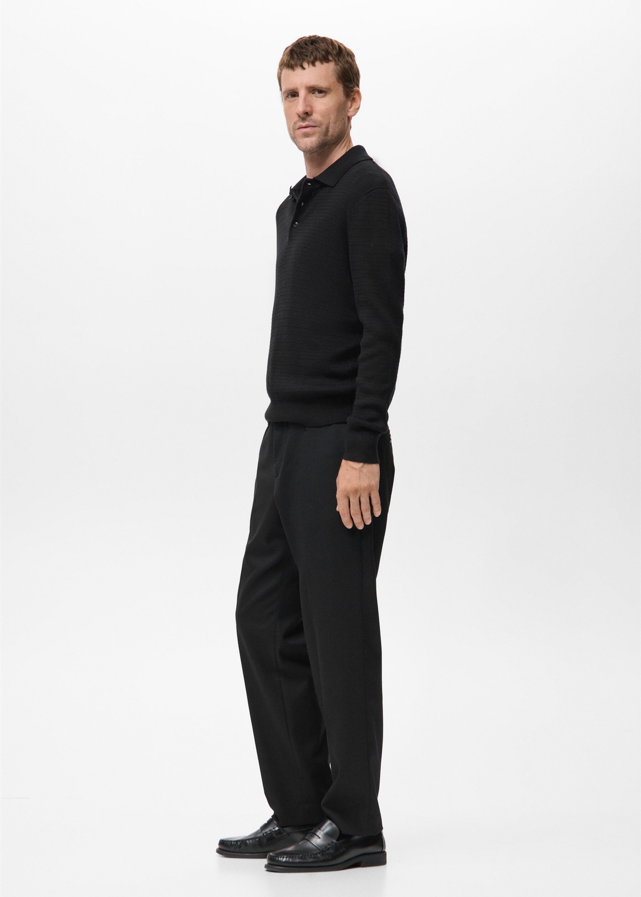 Flowy straight-fit trousers - Details of the article 2, Black. Ref: 17029208-00.