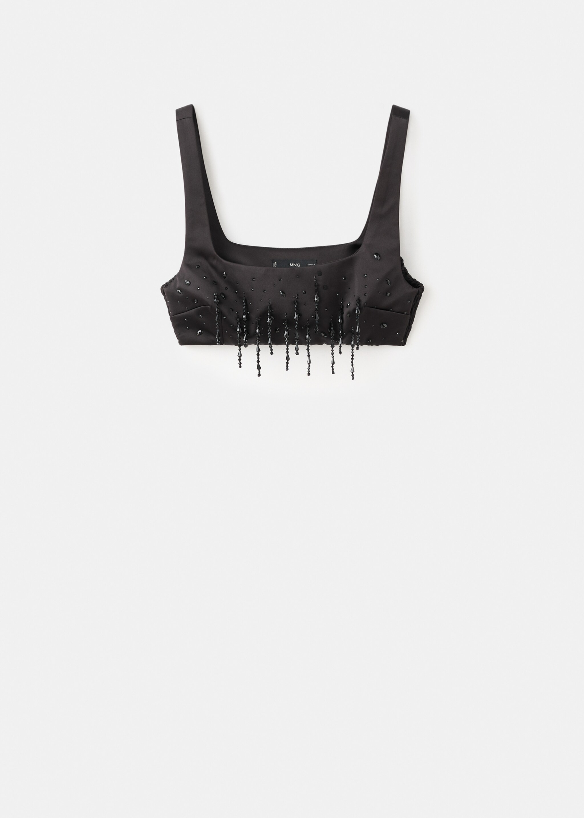 Crop top à perles - Article sans modèle, Noir. Ref: 17029210-00.