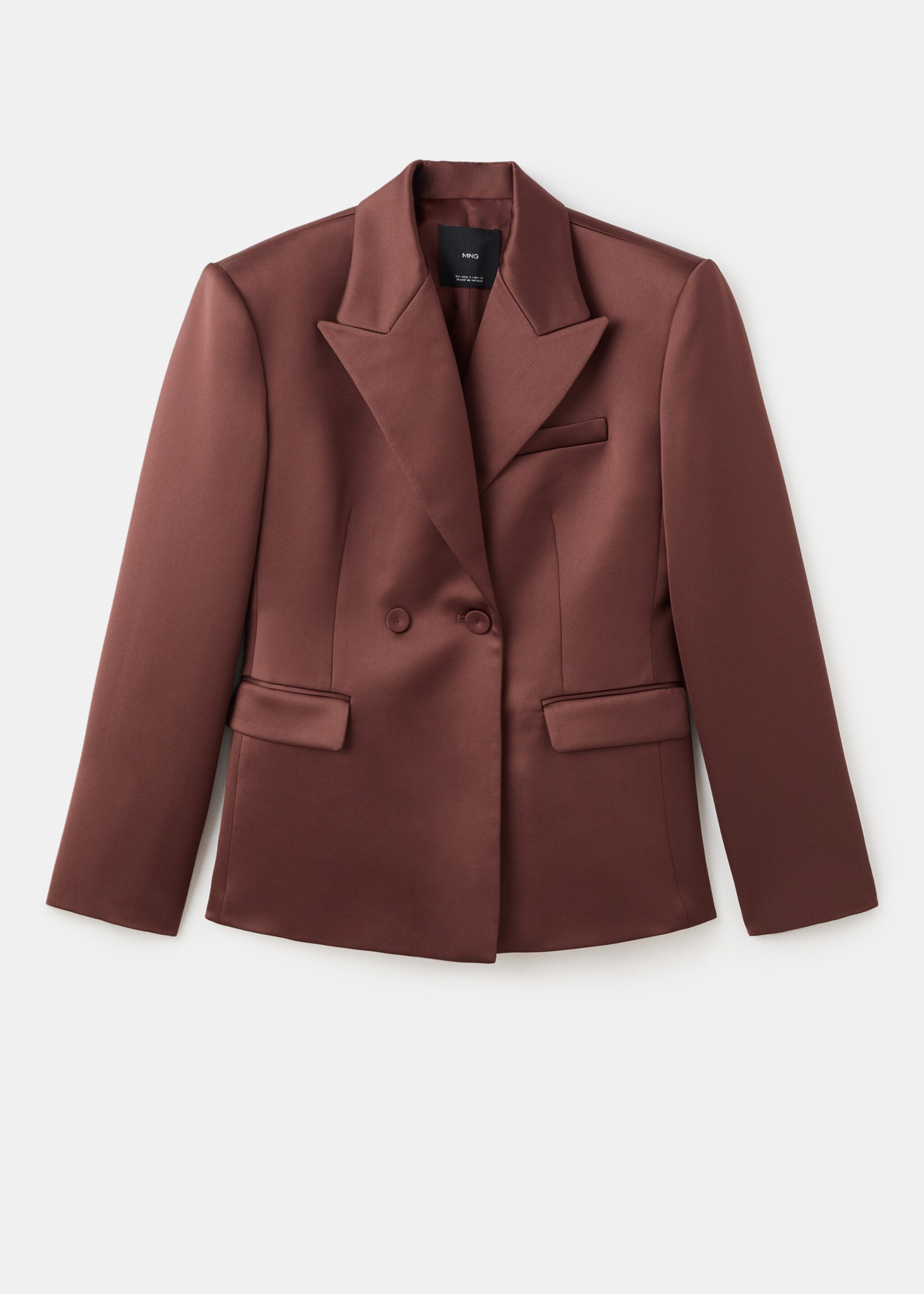 Blazer fato acetinado - Artigo sem modelo, Castanho. Ref: 17029408-00.