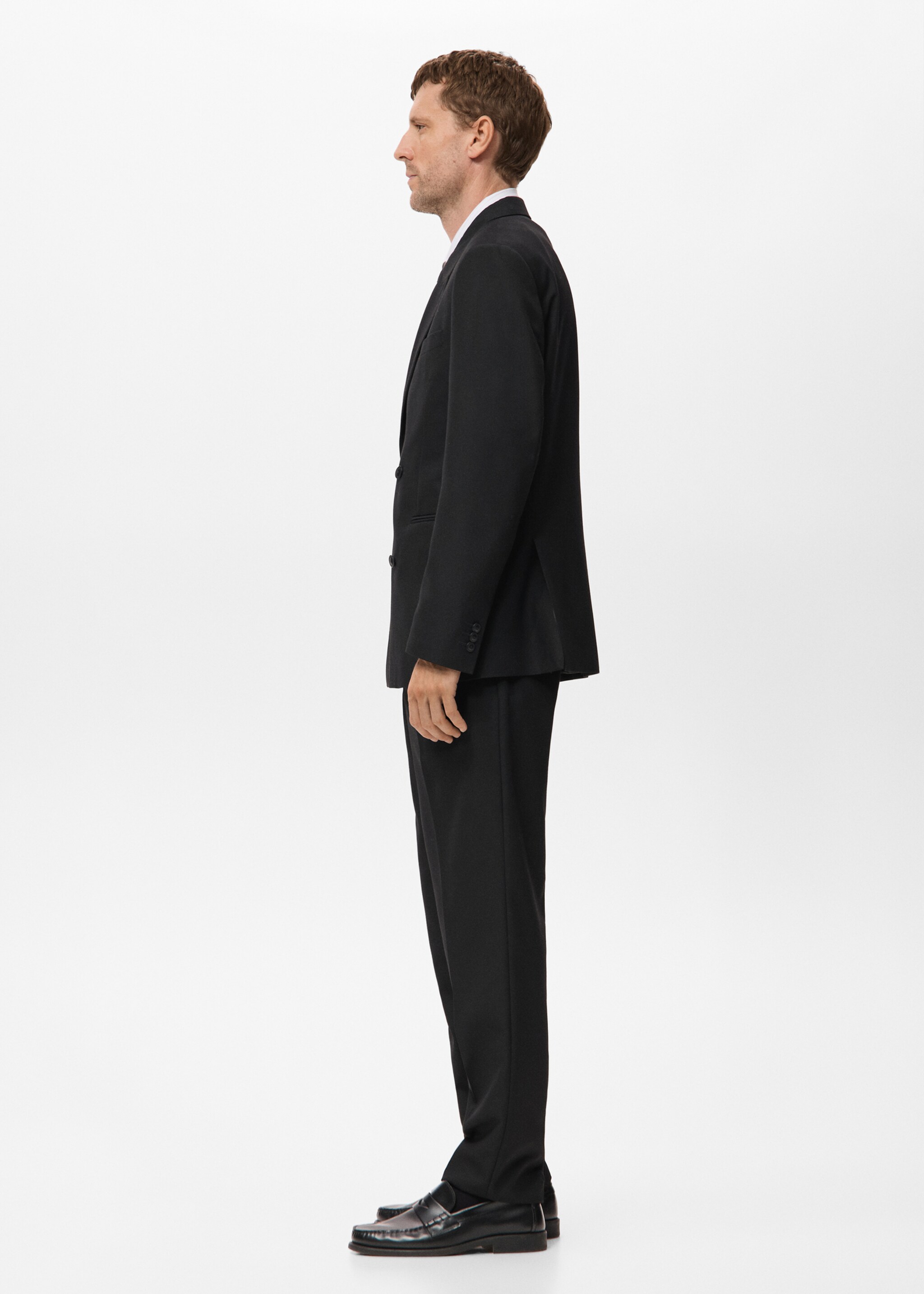 Regular-fit suit trousers with pleats - Details of the article 2, Black. Ref: 17029606-00.