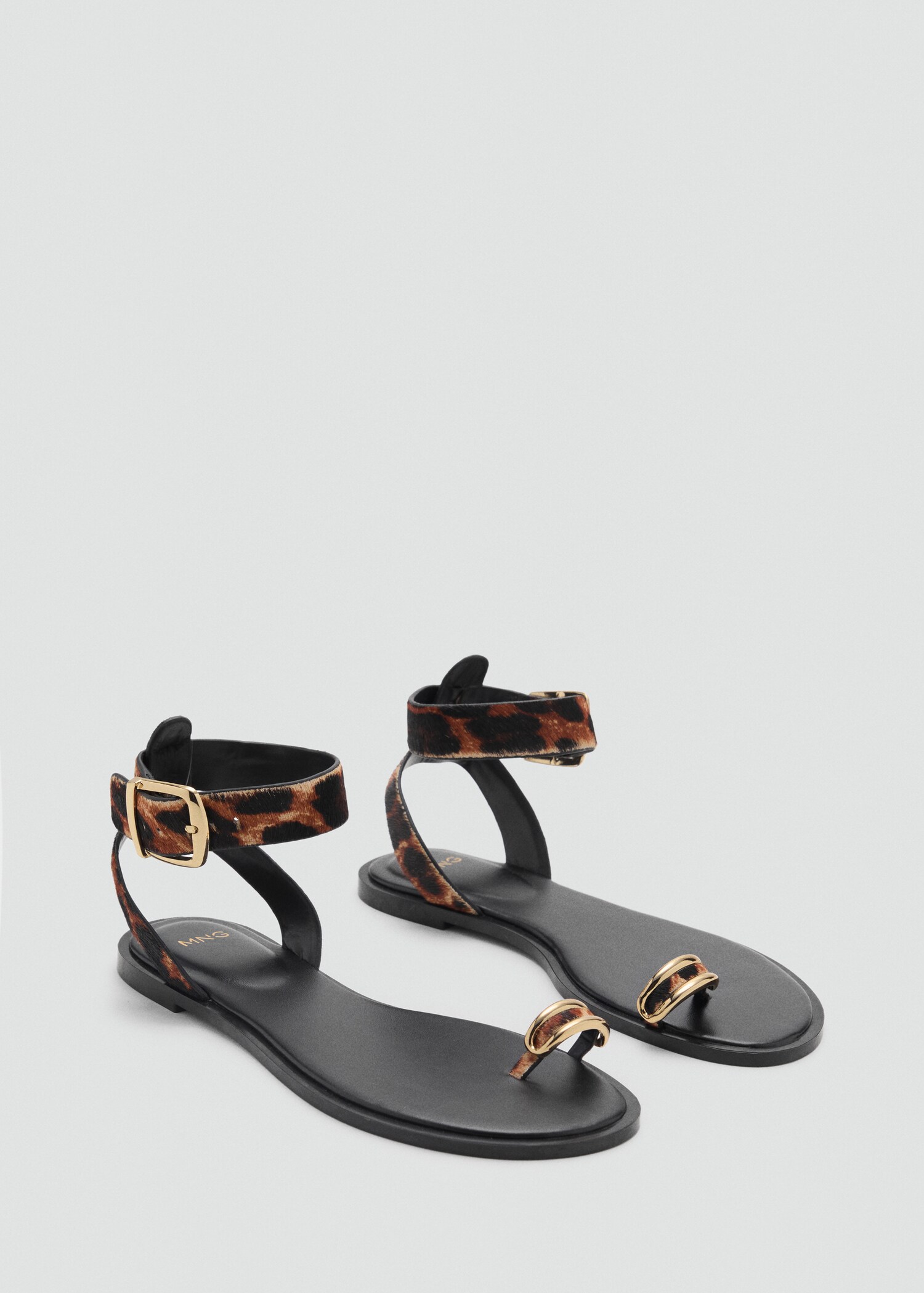 Sandale cuir imprimé animal - Femme | MANGO Rwanda