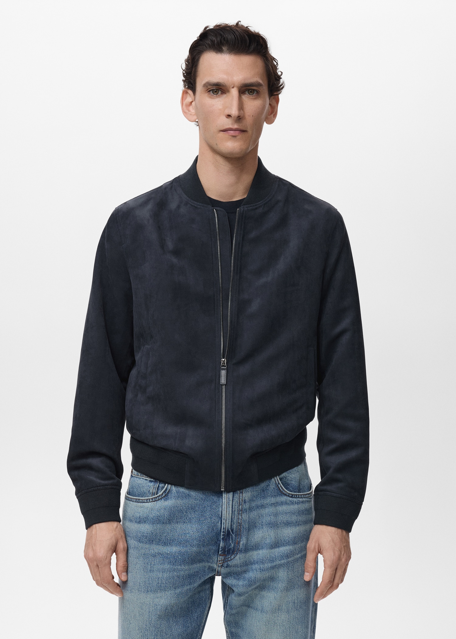 Suede-effect bomber jacket - Main Image
